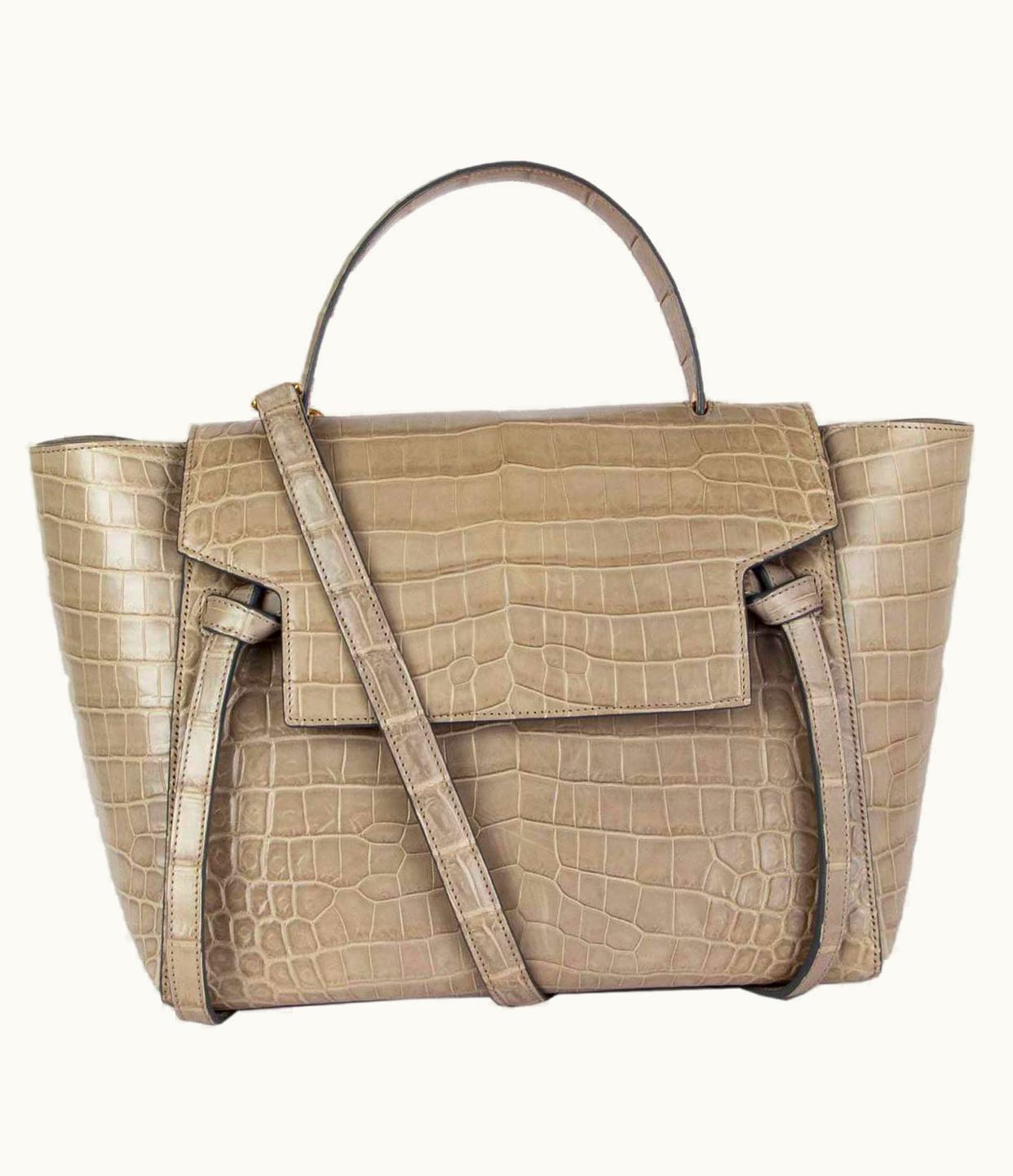 Celine Light Taupe Crocodile Mini Belt Shoulder Bag