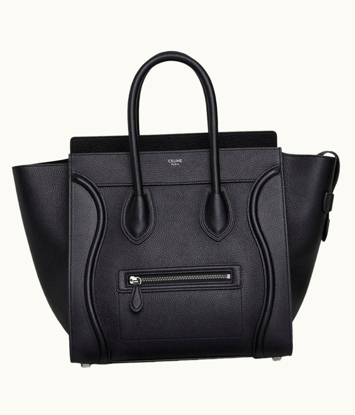 Celine Smooth Black Calfskin Luggage Handbag, Excellent Condition