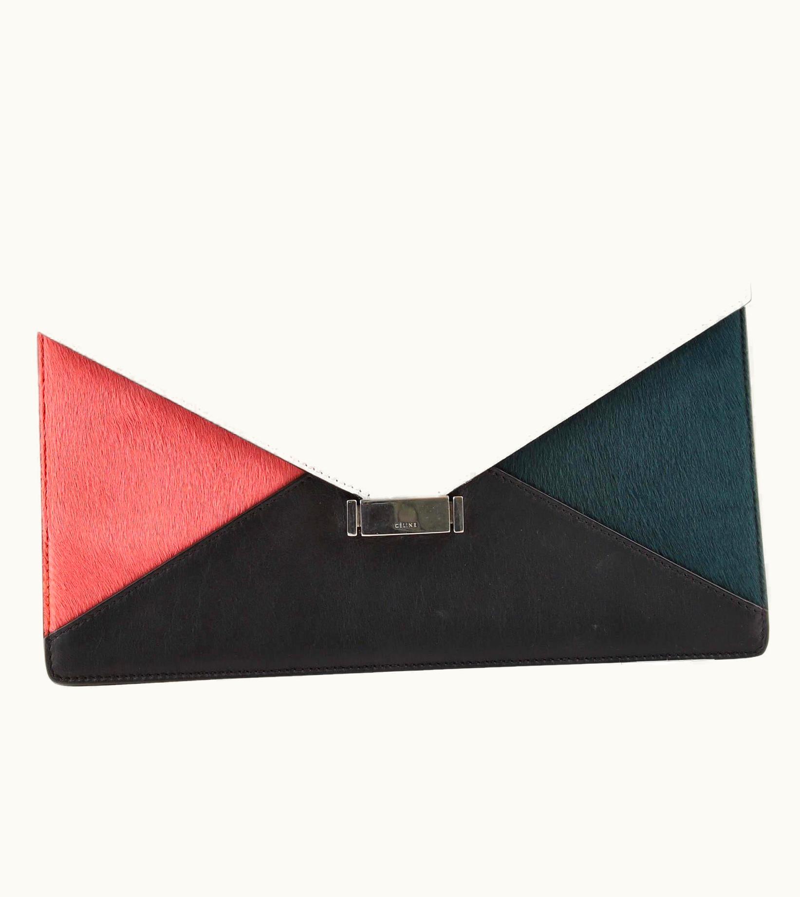 Celine Diamond Clutch Pony Hair And Leather Medium