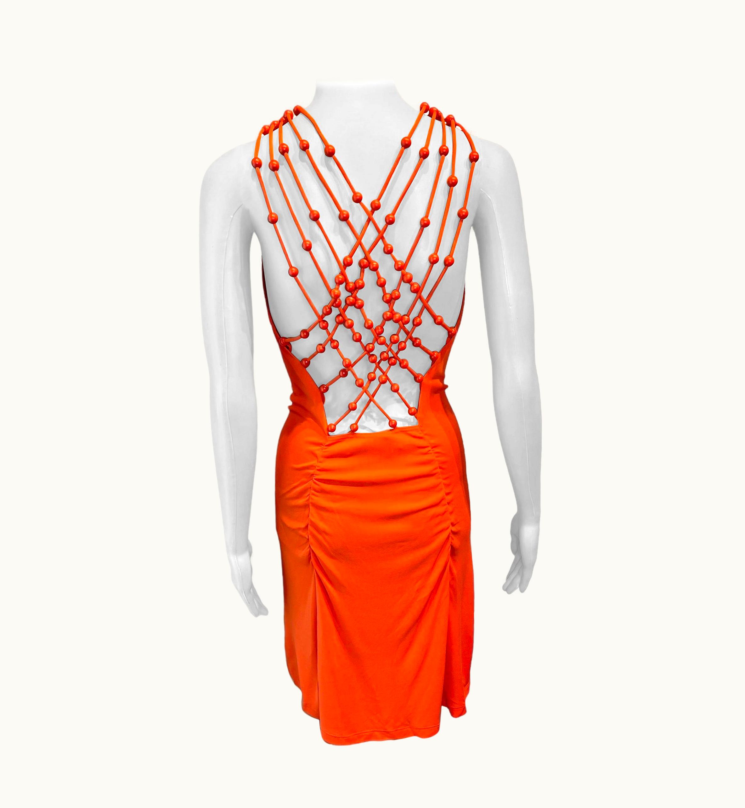 Celine S/S 2003 Beaded Cutout Back Mini Dress
