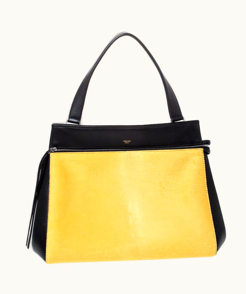 Celine Black/Yellow Calfhair And Leather Medium Edge Bag