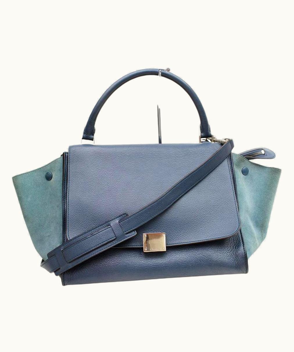 Celine Céline Trapeze 872001 2way Blue Leather Shoulder Bag