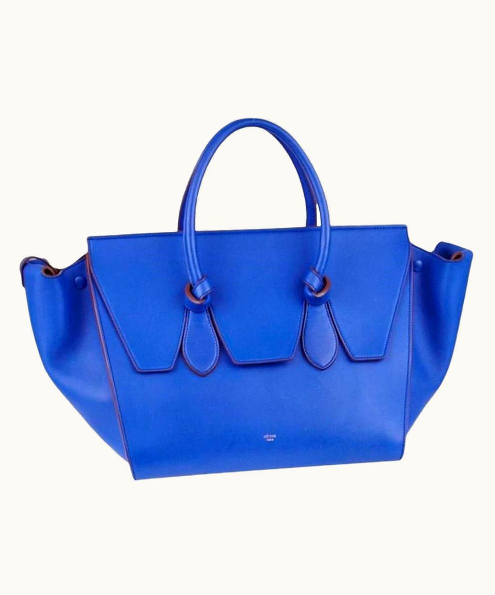 Celine Céline Tie Knot 1ck1204 Blue Calfskin Leather Tote