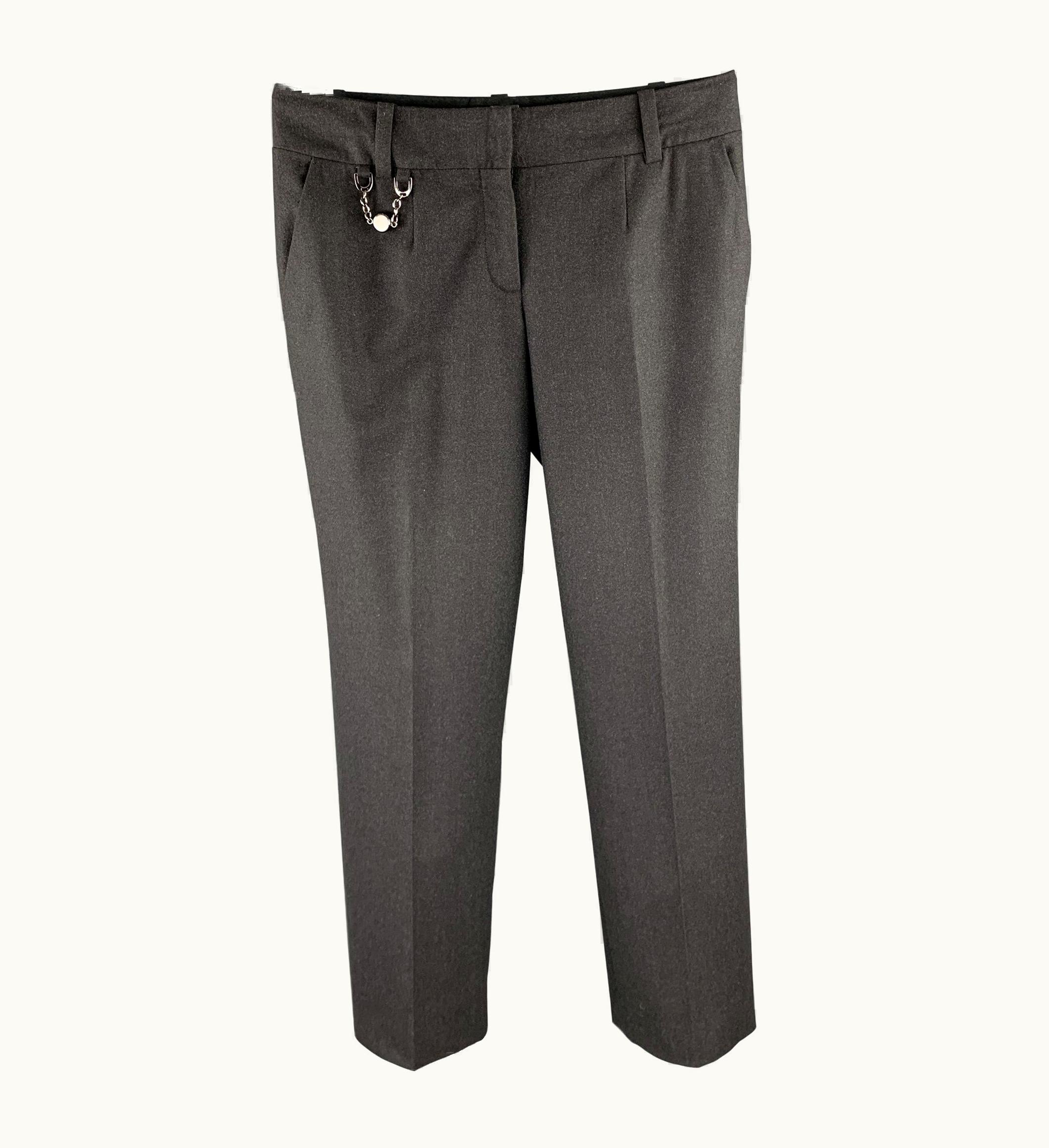 Celine Charcoal Wool Wide Leg Dress Pants