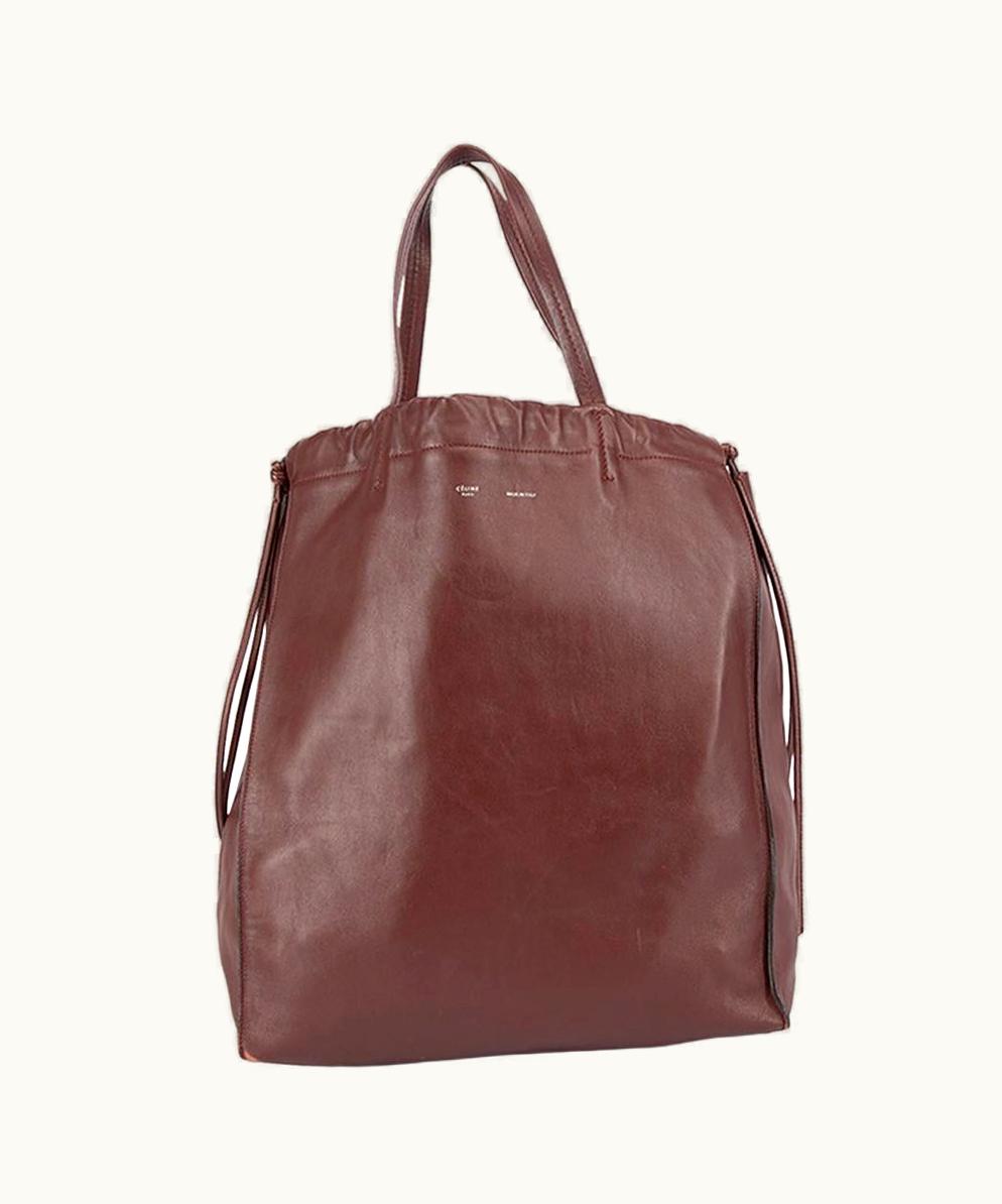 Celine Céline Women' Burgundy Leather Coulisse Tote Bag