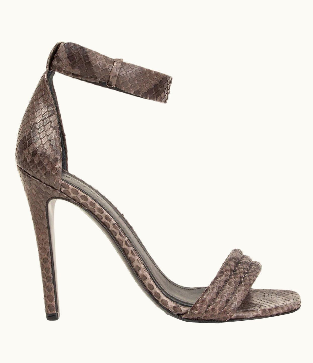 Celine Grey Snakeskin Python Ankle Strap Sandals Shoes