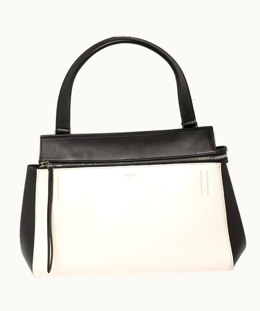 Celine Céline Black/White Leather Small Edge Top Handle Bag