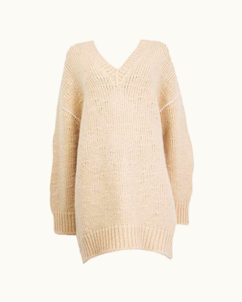 Celine Ivory Mohair Blend Oversized Chunky Knit Sweater