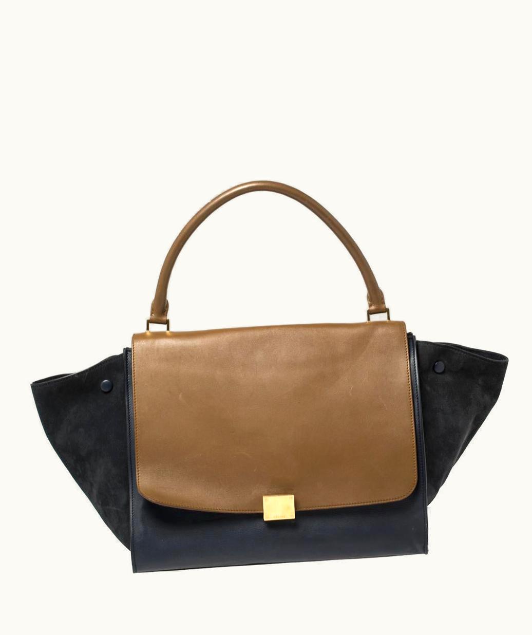 Celine Tri Color Leather And Suede Large Trapeze Bag