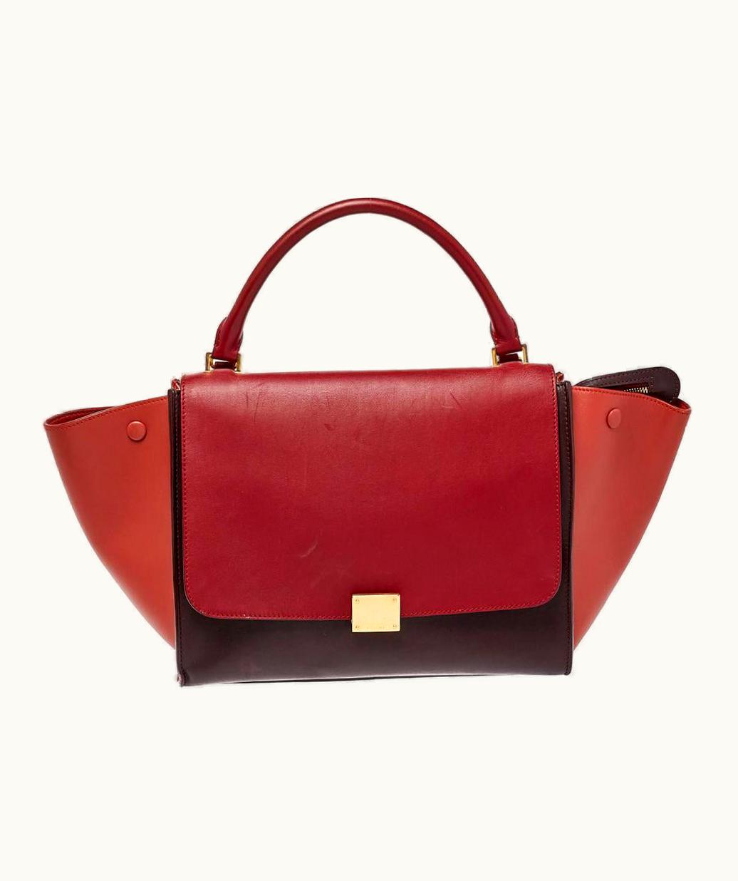 Celine Tri Color Leather Medium Trapeze Top Handle Bag