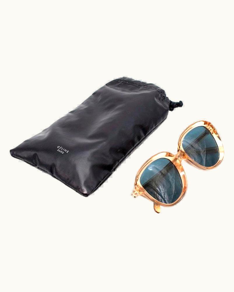 Celine 41448S/S Clear Beige & Blue Lenses Oval Sunglasses