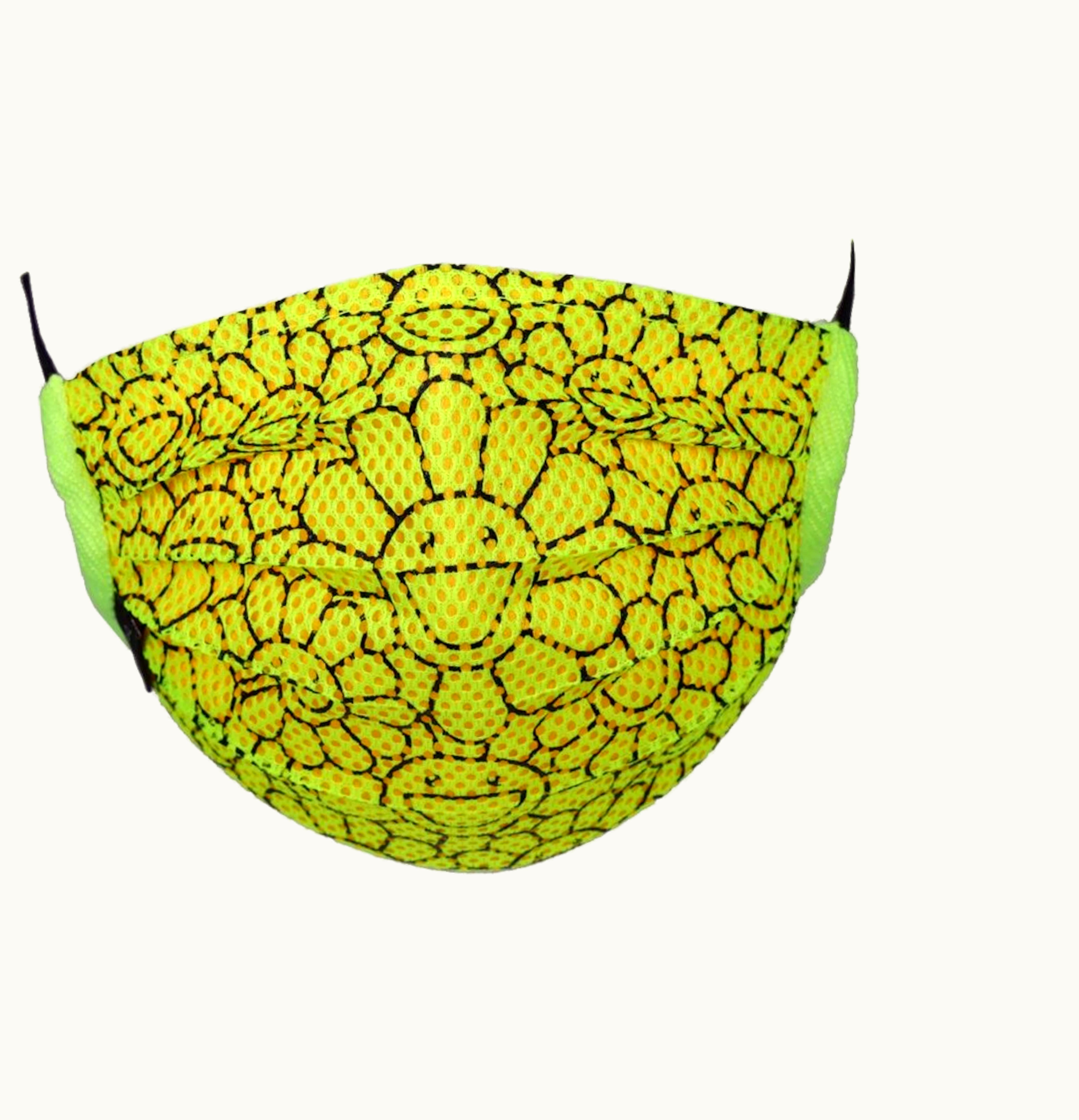Takashi Murakami Takashi Murakami Mesh Flower Pattern Face Mask Lemon Yellow Black