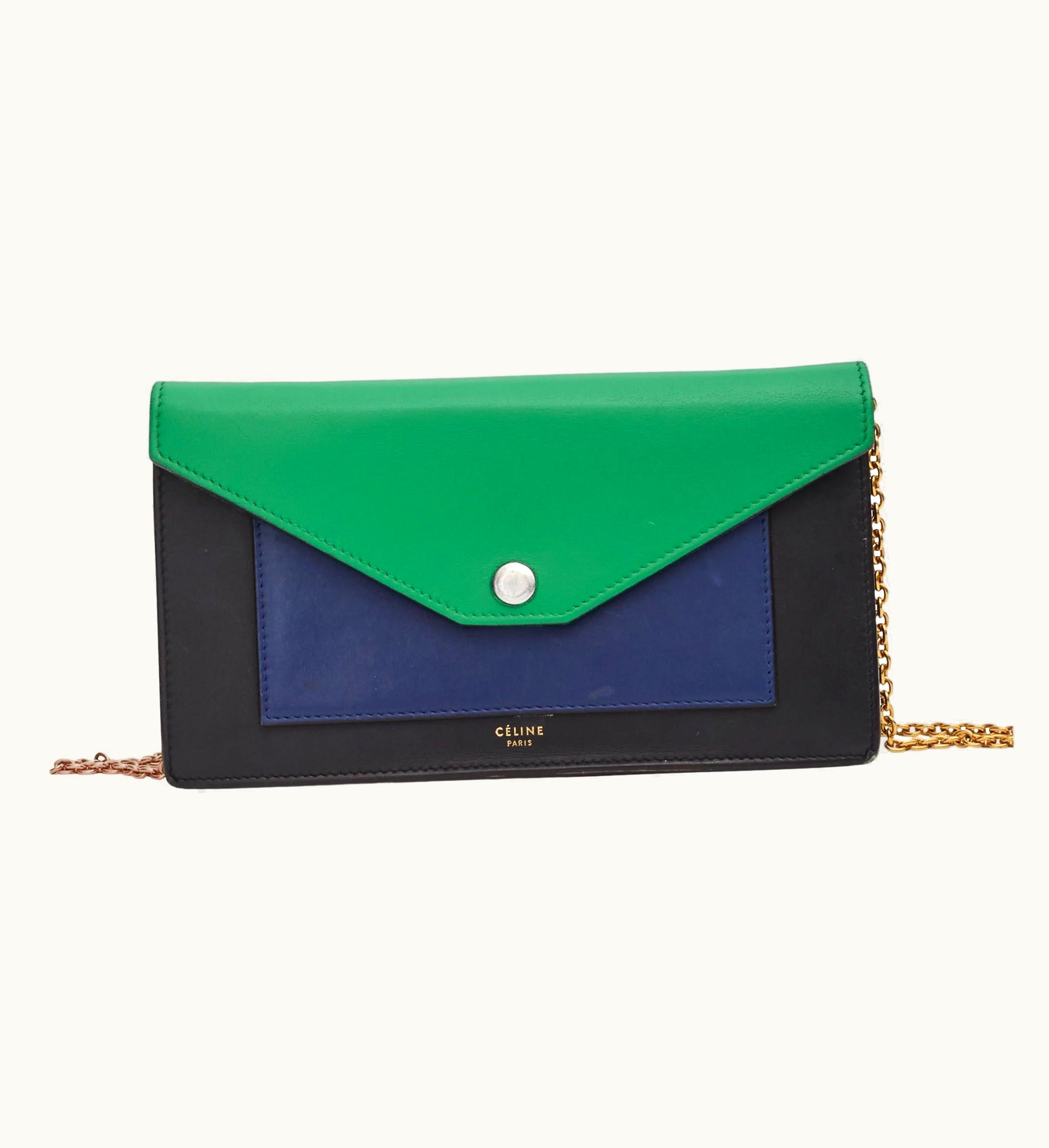 Celine Colorblock Pocket Envelope Wallet On Chain Bag (2015)