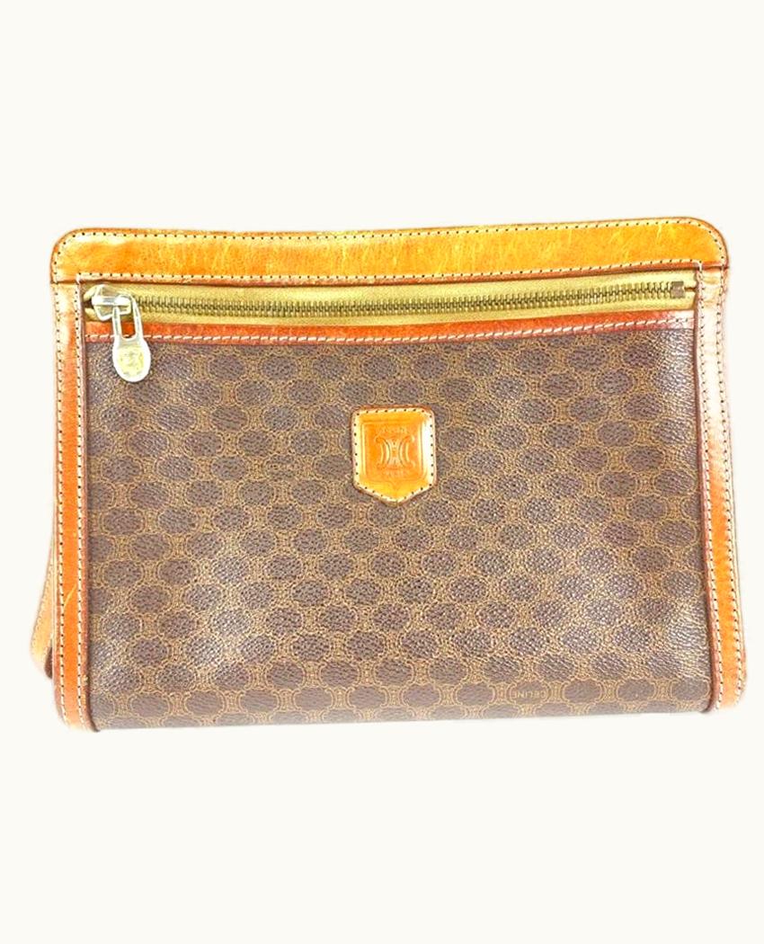 Celine Céline Monogram Macadam Pochette Zip Pouch Cosmetic Case 1cel519