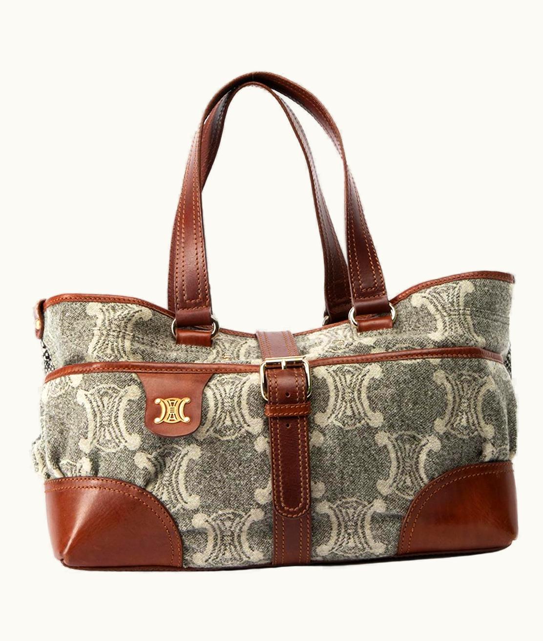 Celine Céline Women' Floral Print Triomphe Top Handle Bag