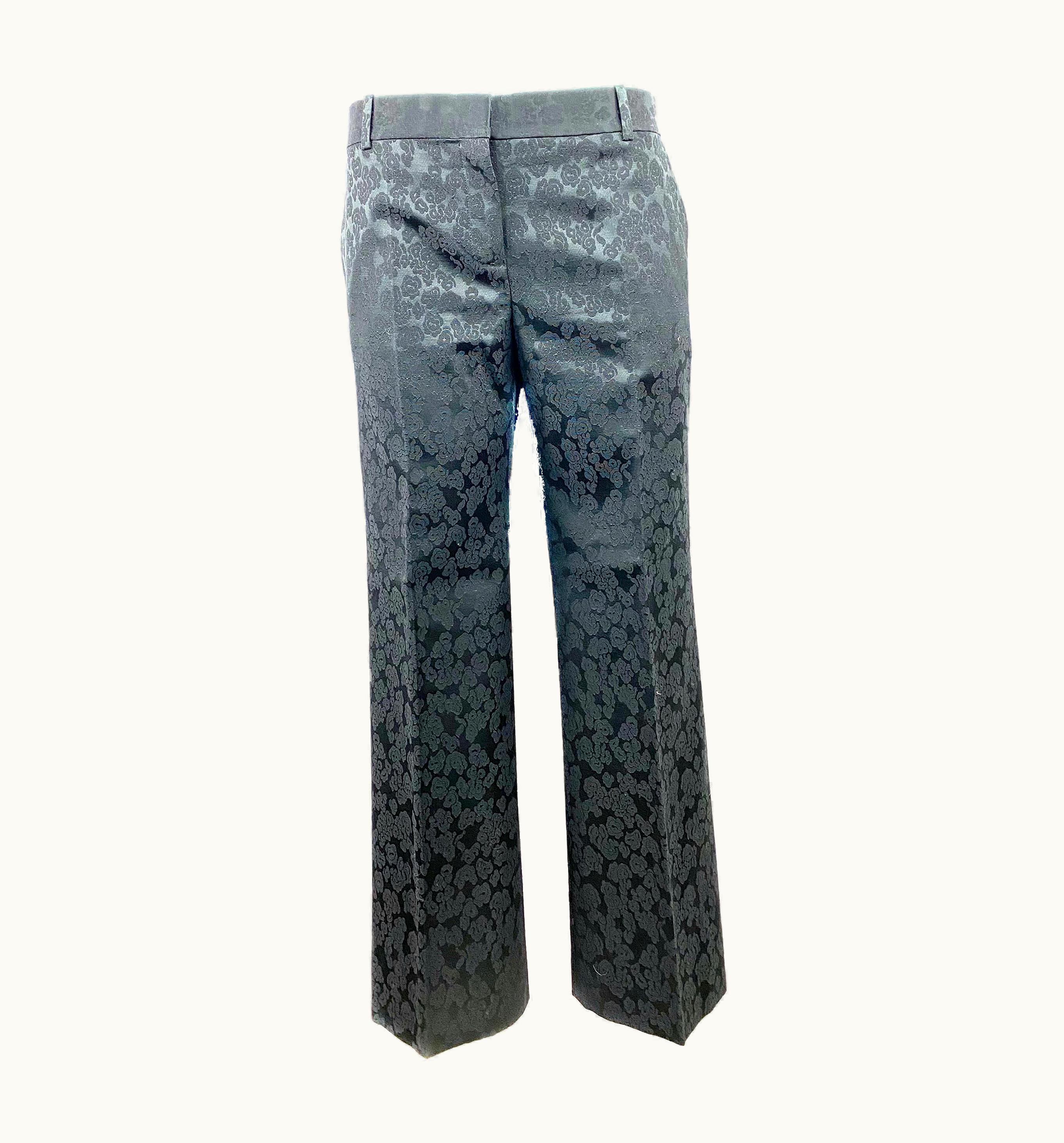 Celine Black WS/S Floral Print Straight Trousers Pants