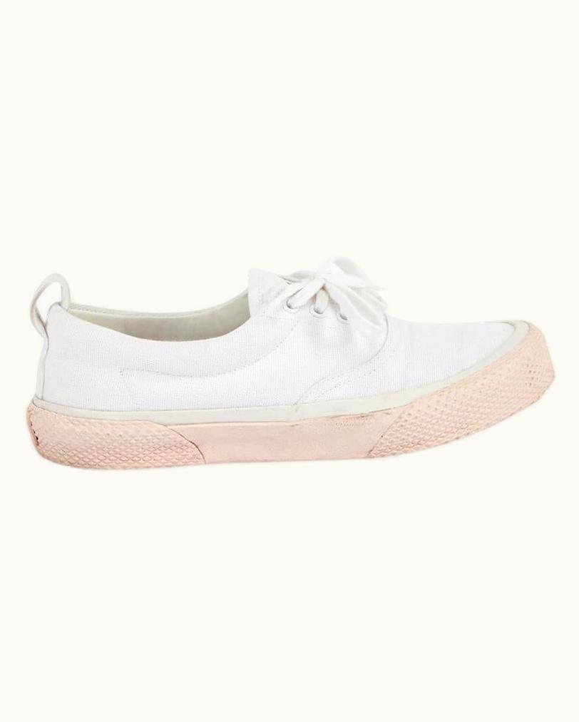 Celine Céline Women' White Canvas Sneakers With Pink Soles