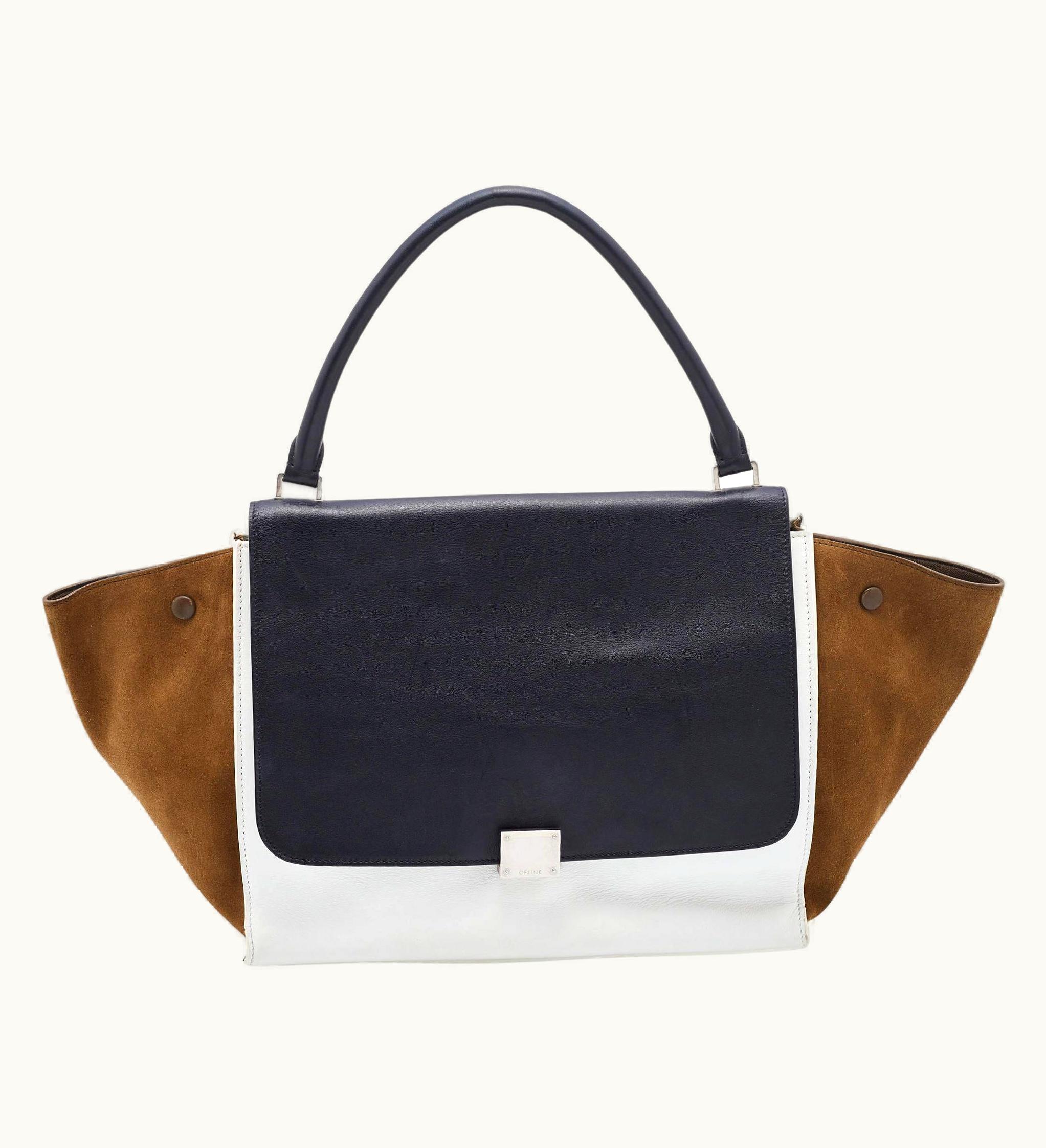 Celine Multicolor Leather And Suede Large Trapeze Top Handle Bag
