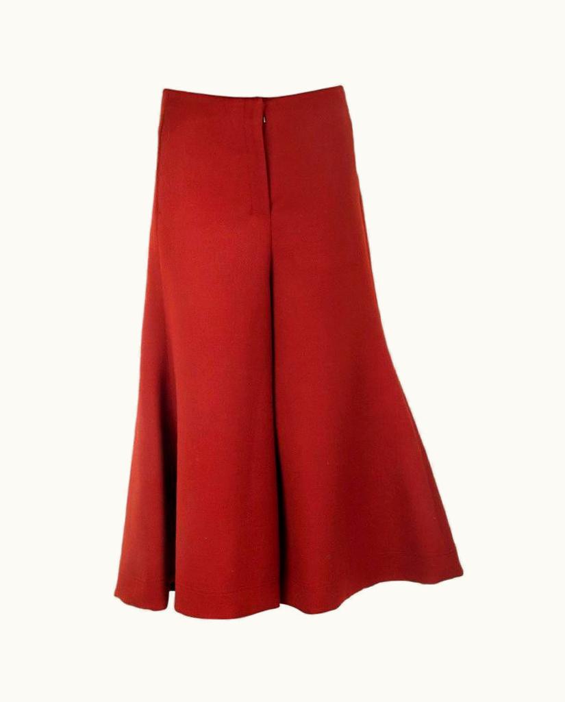 Celine Rust Red Wool Cropped Flared Leg Pants
