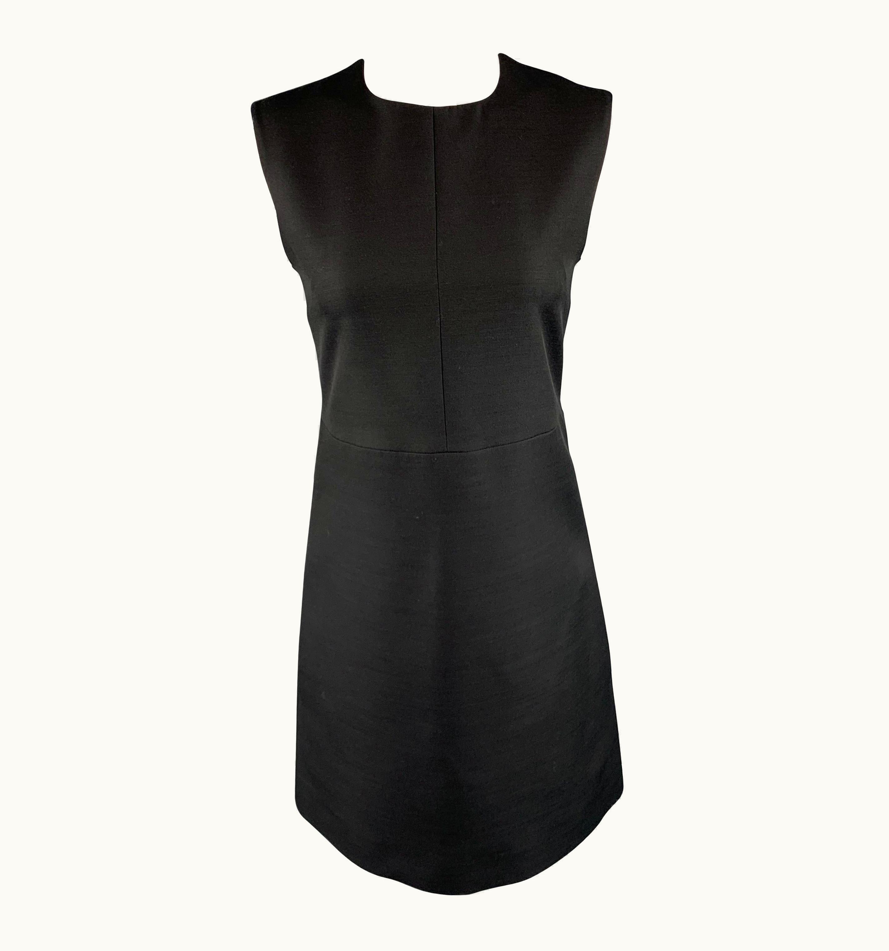 Celine Black Structured Sleeveless A Line Shift Dress