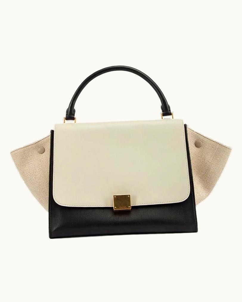 Celine Céline Women' Cream & Black Trapeze Bag Leather & Canvas