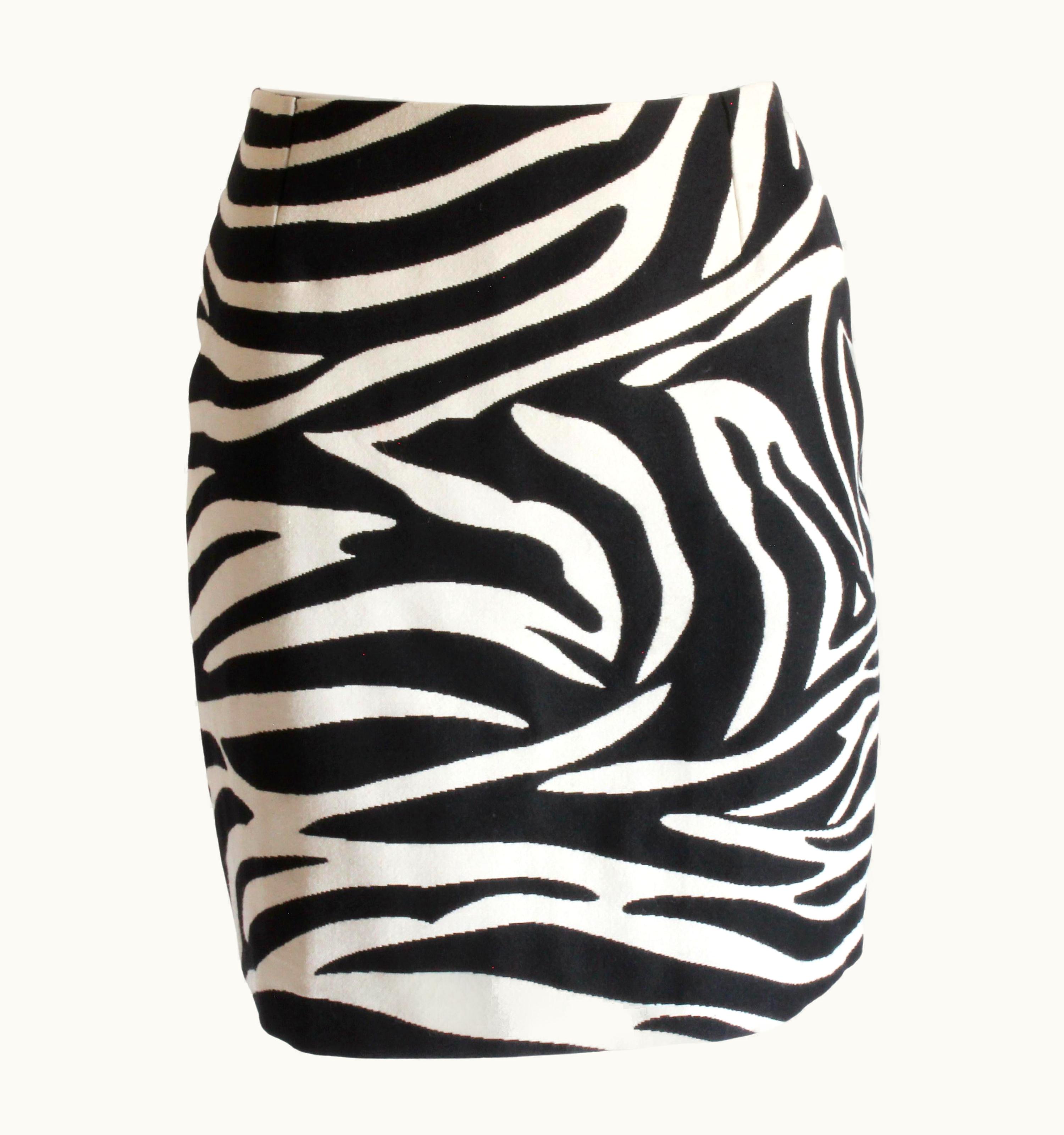 Celine Skirt Zebra Stripe Print Wool Phoebe Philo