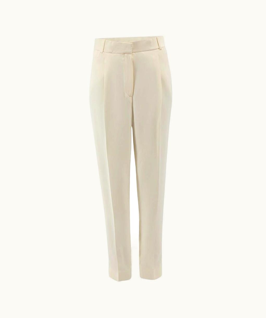 Celine Céline Women' Cream Straight Leg High Waisted Trousers