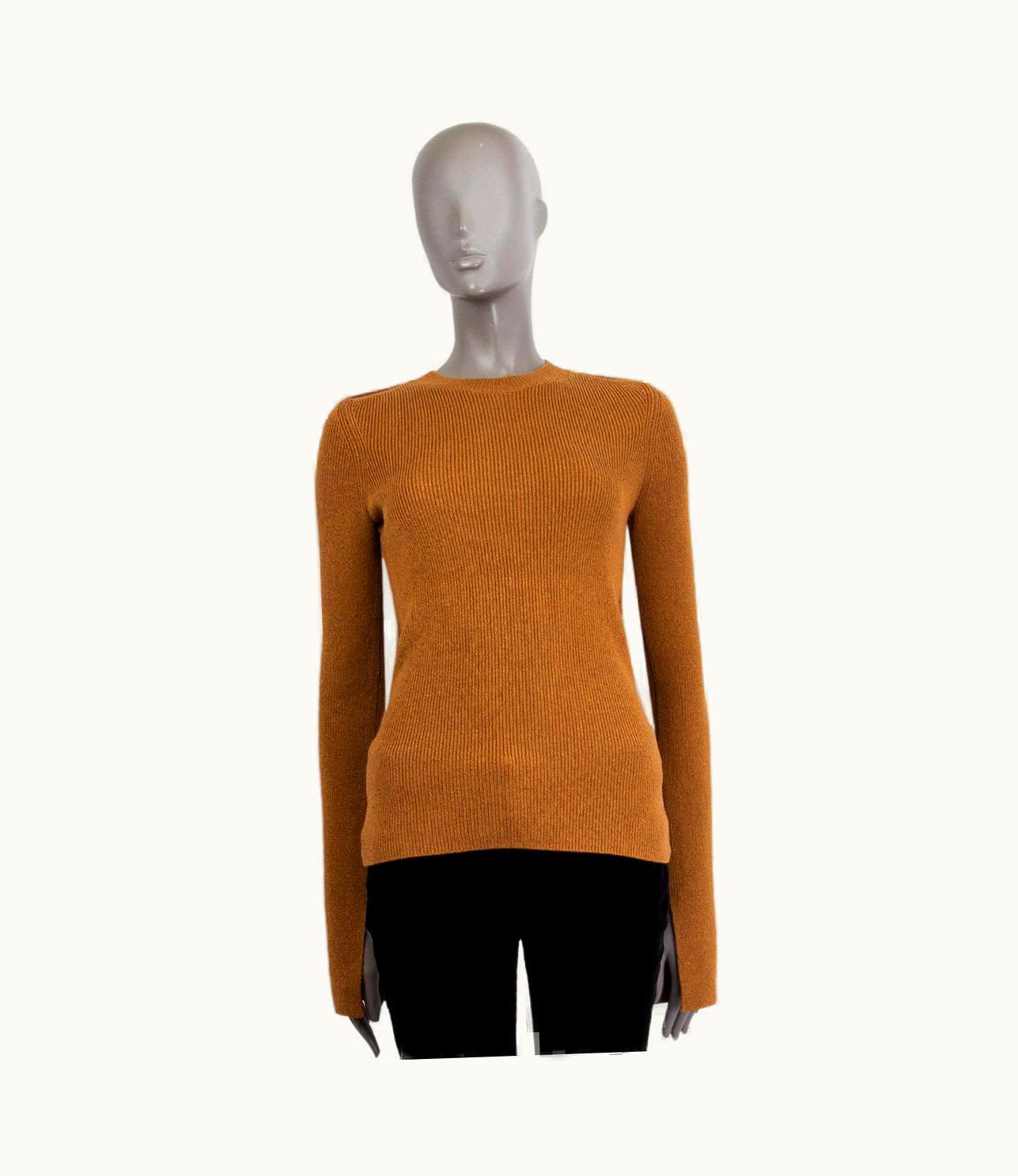 Celine Mustard Yellow & Gold Linen & Silk Back Zip Sweater