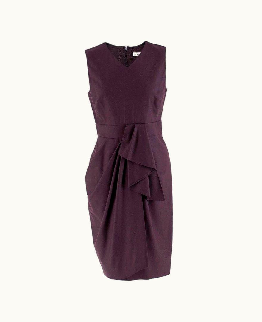 Celine Plum Purple Wool Blend Draped Dress
