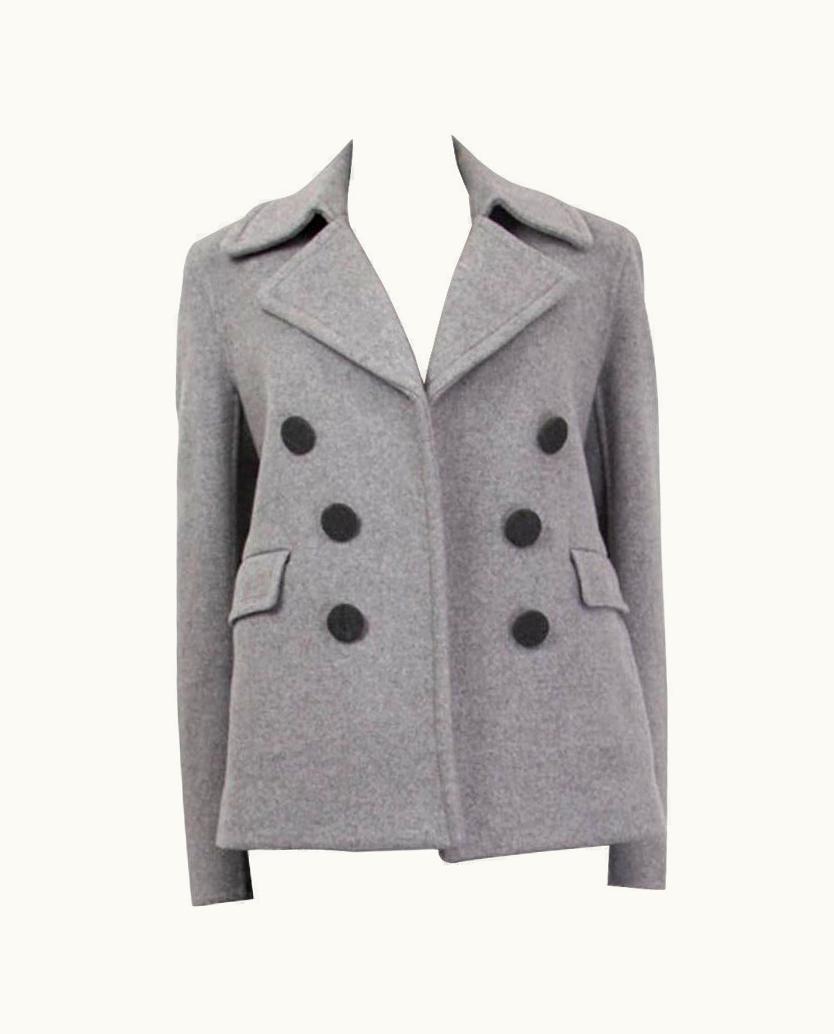 Celine Light Grey Cashmere Open Peacoat Coat Jacket