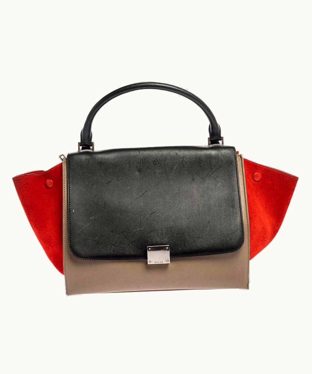 Celine Multicolor Leather And Suede Medium Trapeze Top Handle Bag