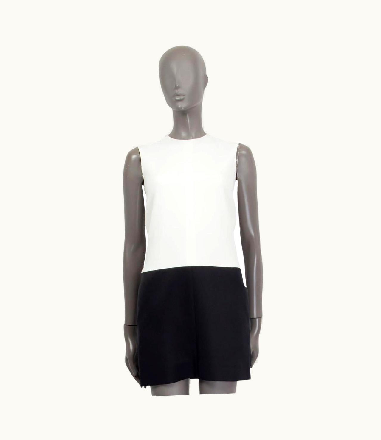 Celine Black & White Viscose Colorblock Sleeveless Shift Dress 34 Xxs