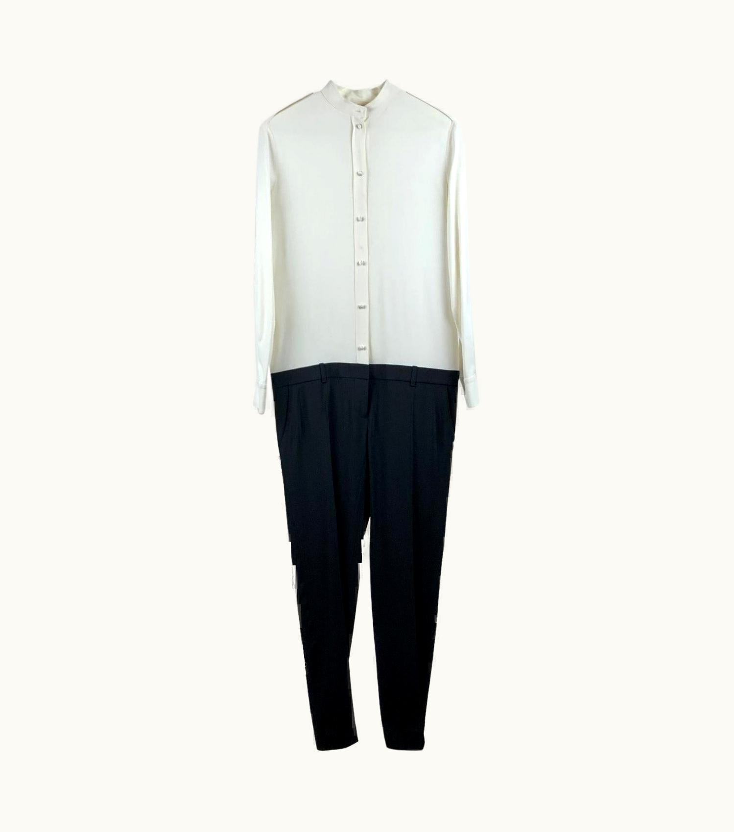 Celine Black And White Long Sleeve Jumpsuit Fr