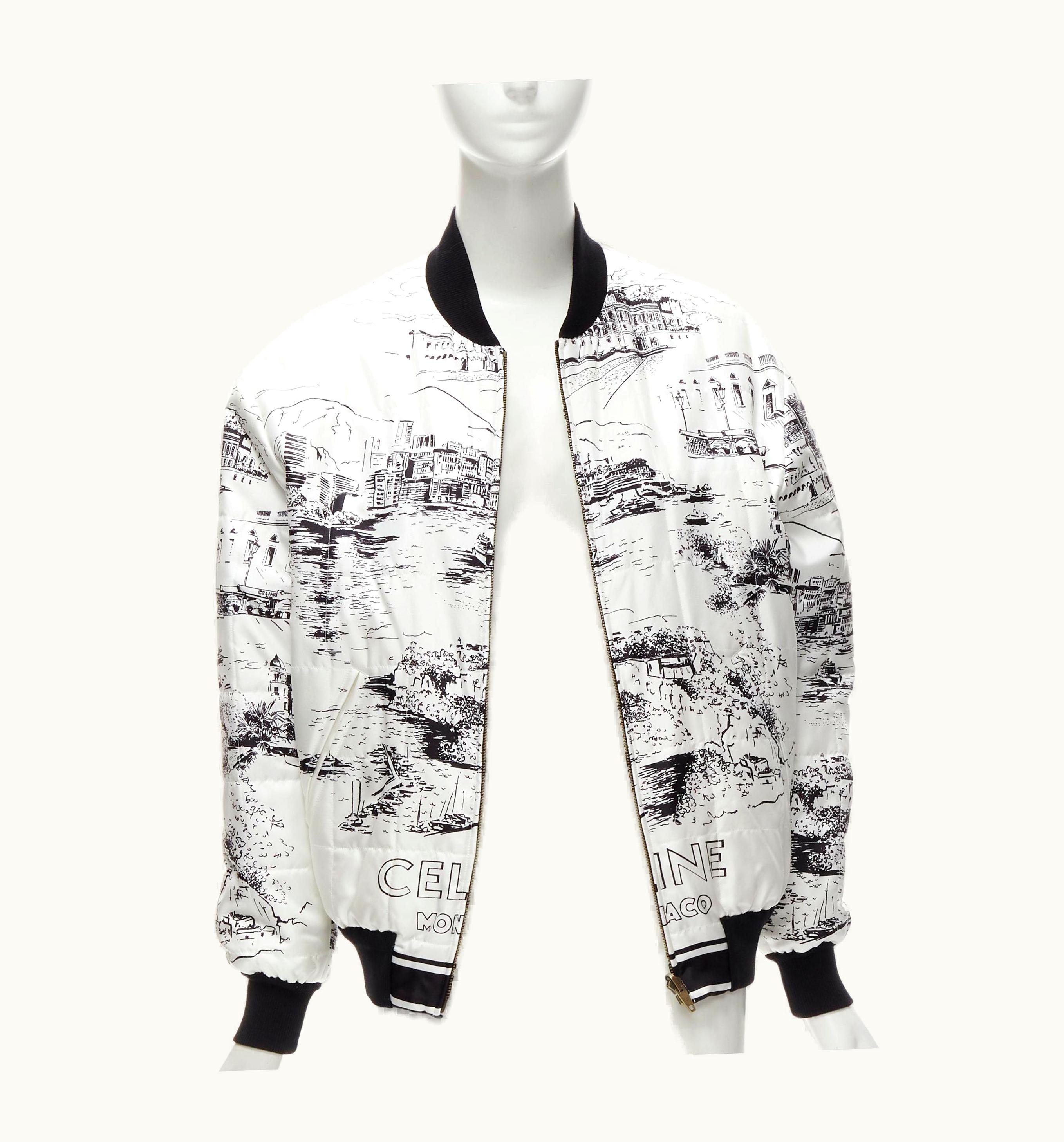 Celine Hedi Slimane Runway Casaque White Silk Foulard Reversible Bomber