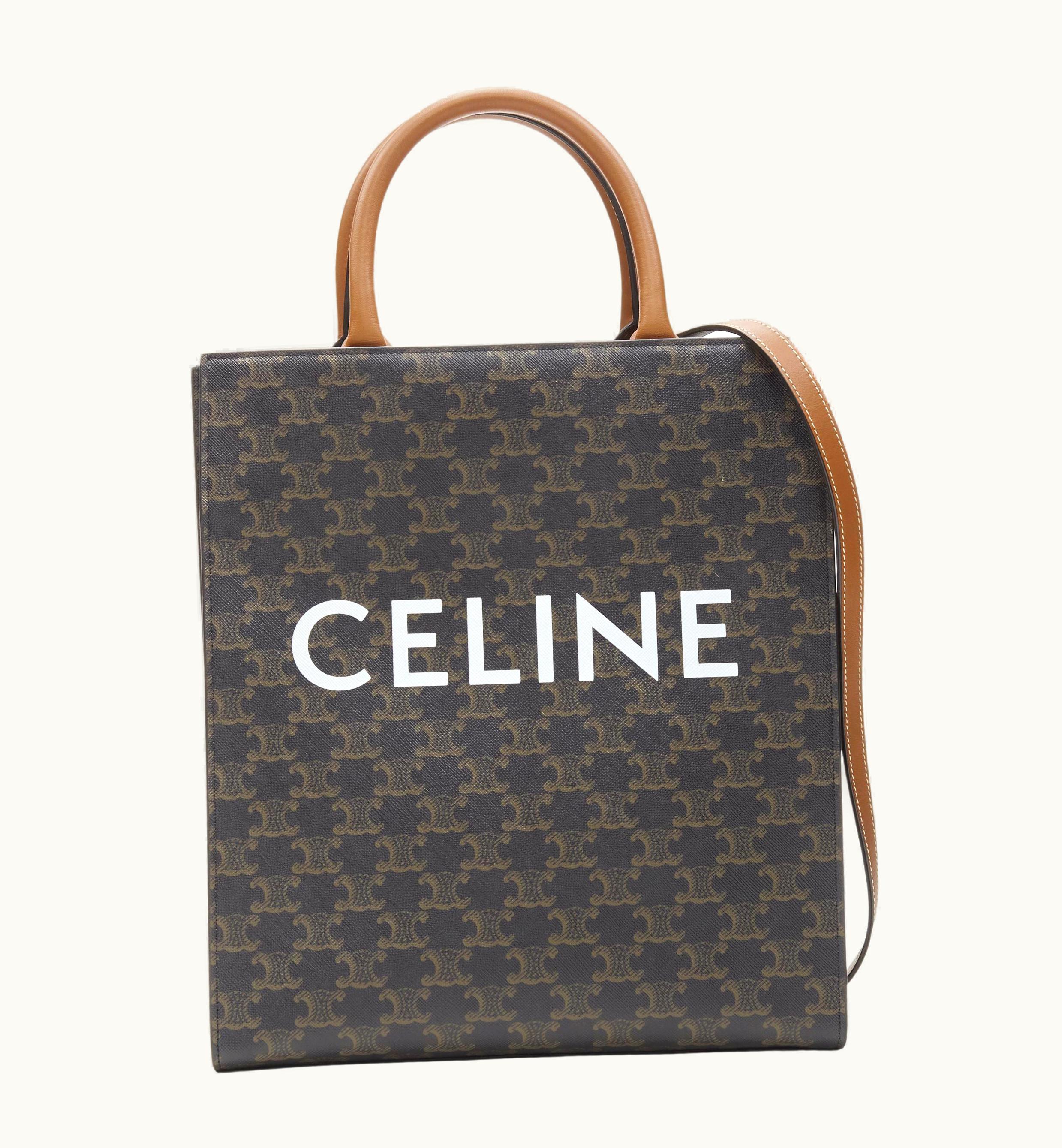 Celine Hedi Slimane Triomphe Canvas Brown Monogram Vertical Cabas Tote Bag
