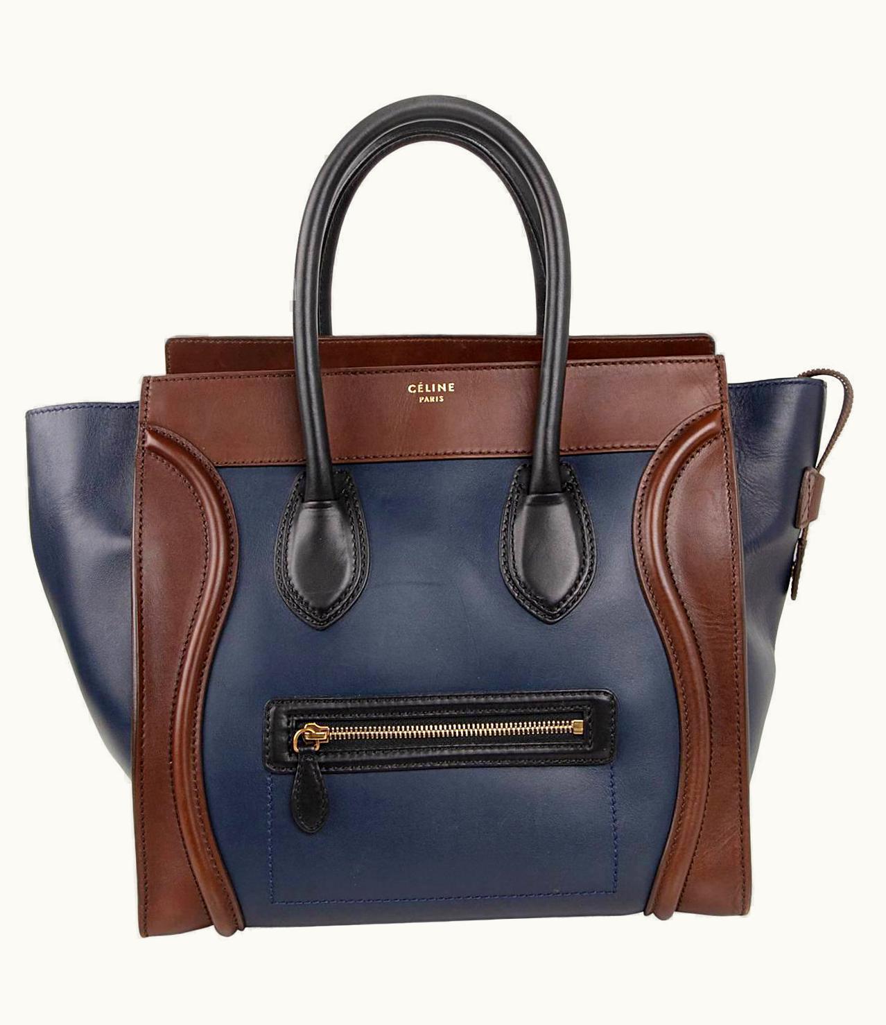 Celine Phantom Medium Tri Colour Navy Brown Black Luggage Tote Bag