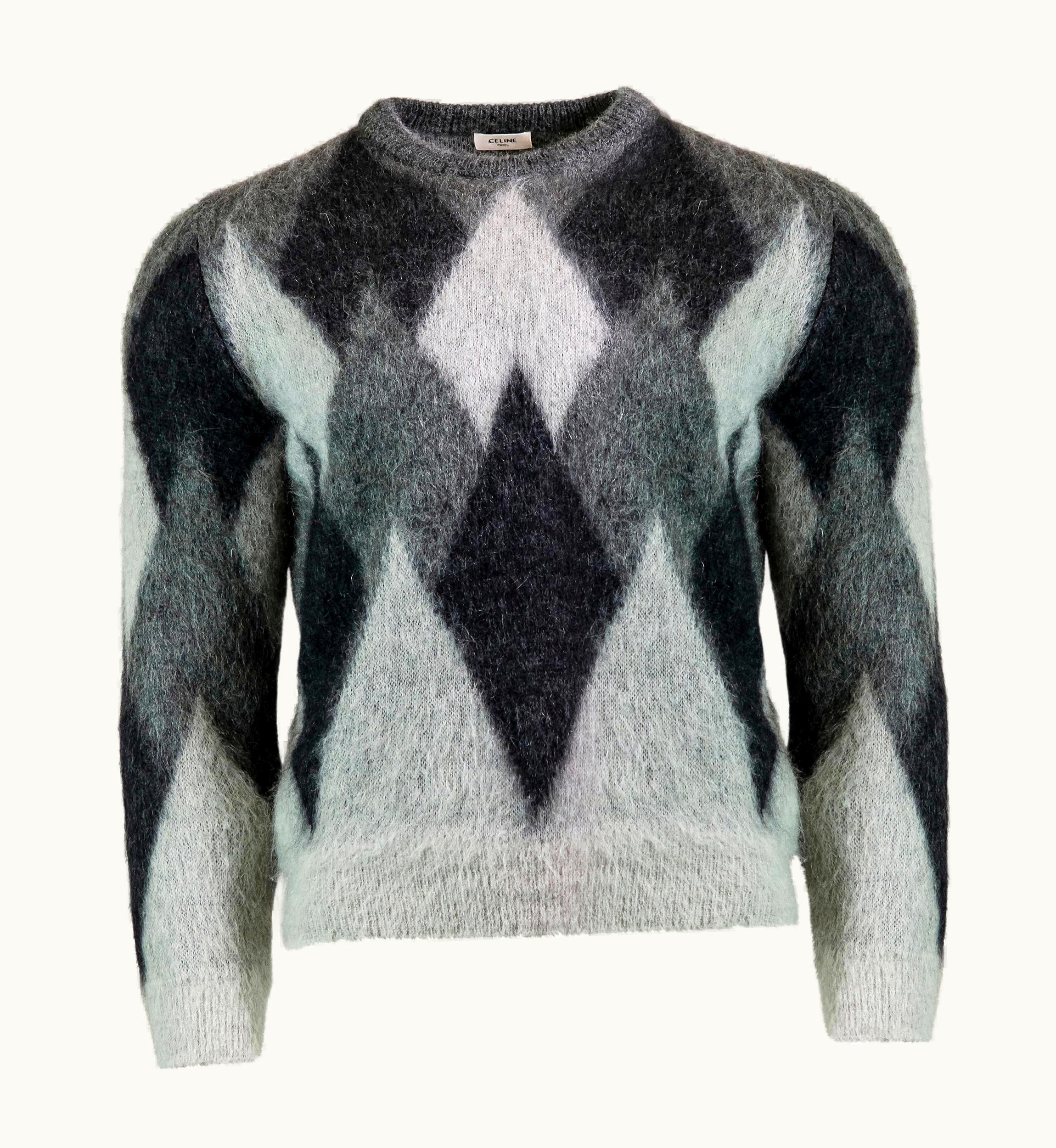 Celine By Hedi Slimane AW 2019 Runway Argyle Mohair Sweater