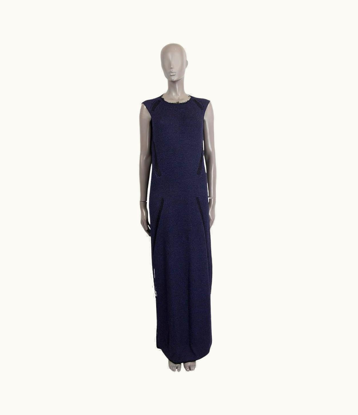 Celine Purple Silk Blend 2015 Woven Trim Maxi Knit Dress
