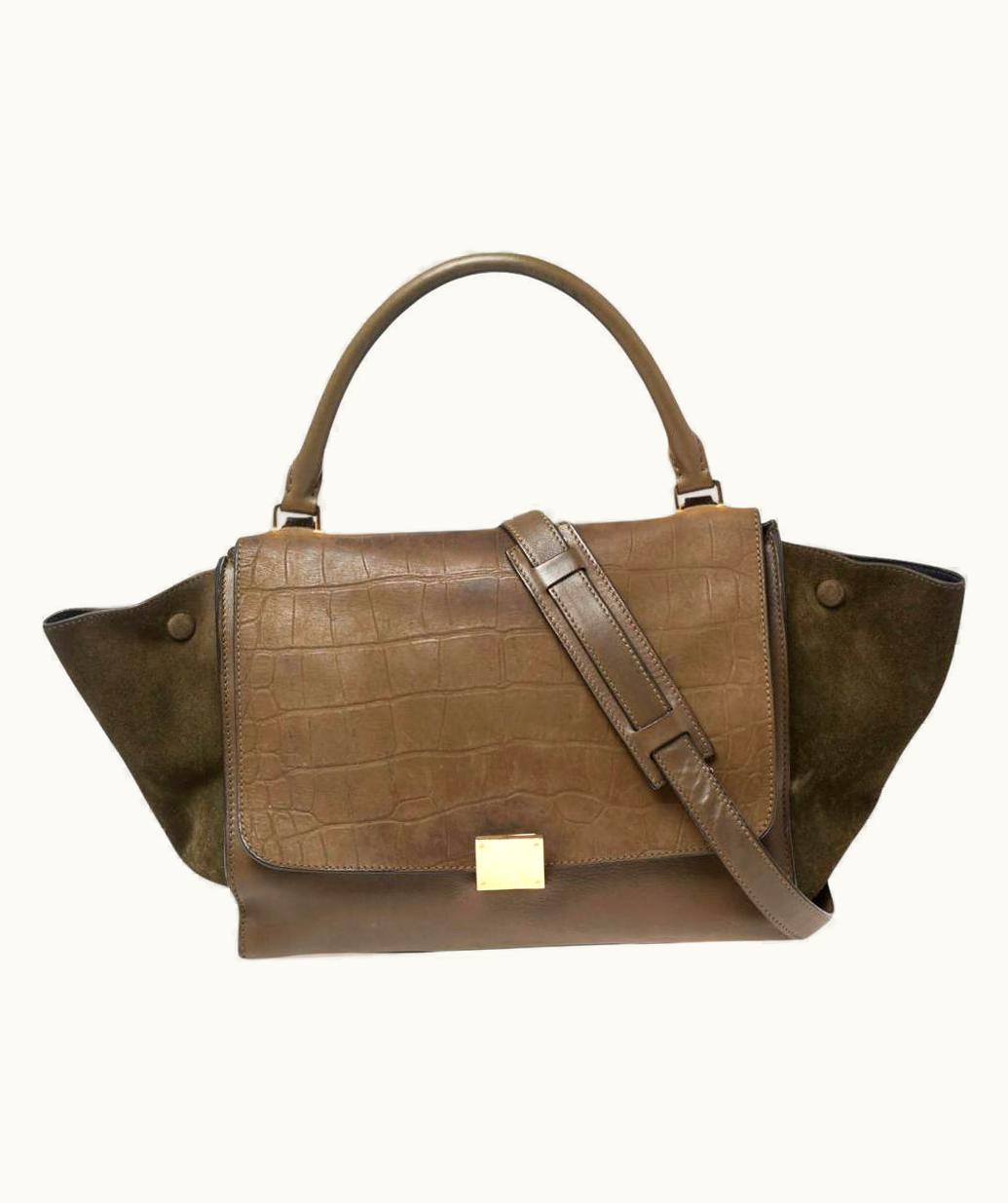 Celine Tri Color Leather And Suede Medium Trapeze Top Handle Bag UZ0600567