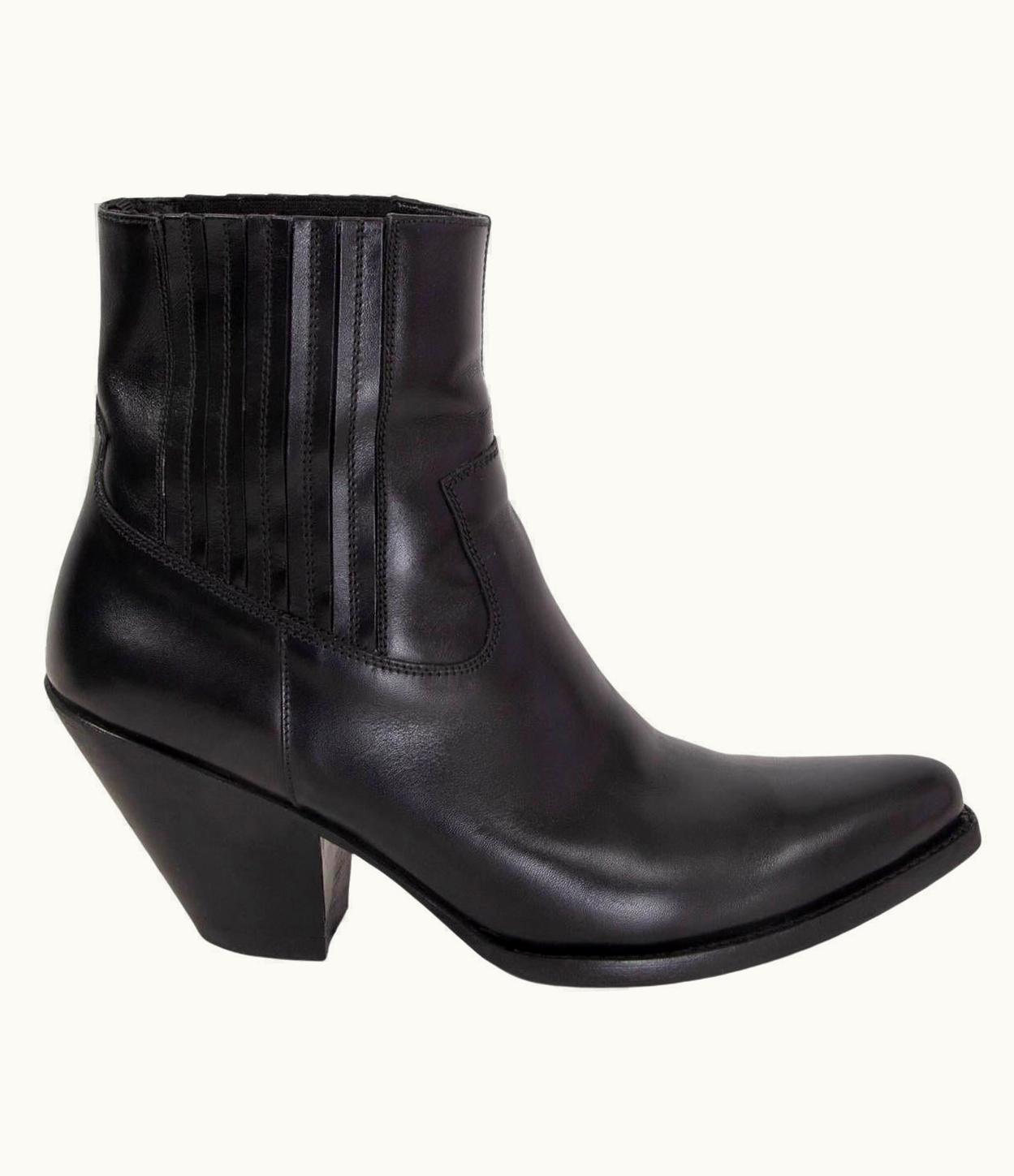 Celine Black Leather Berlin 80 Western Cowboy Ankle Boots Shoes