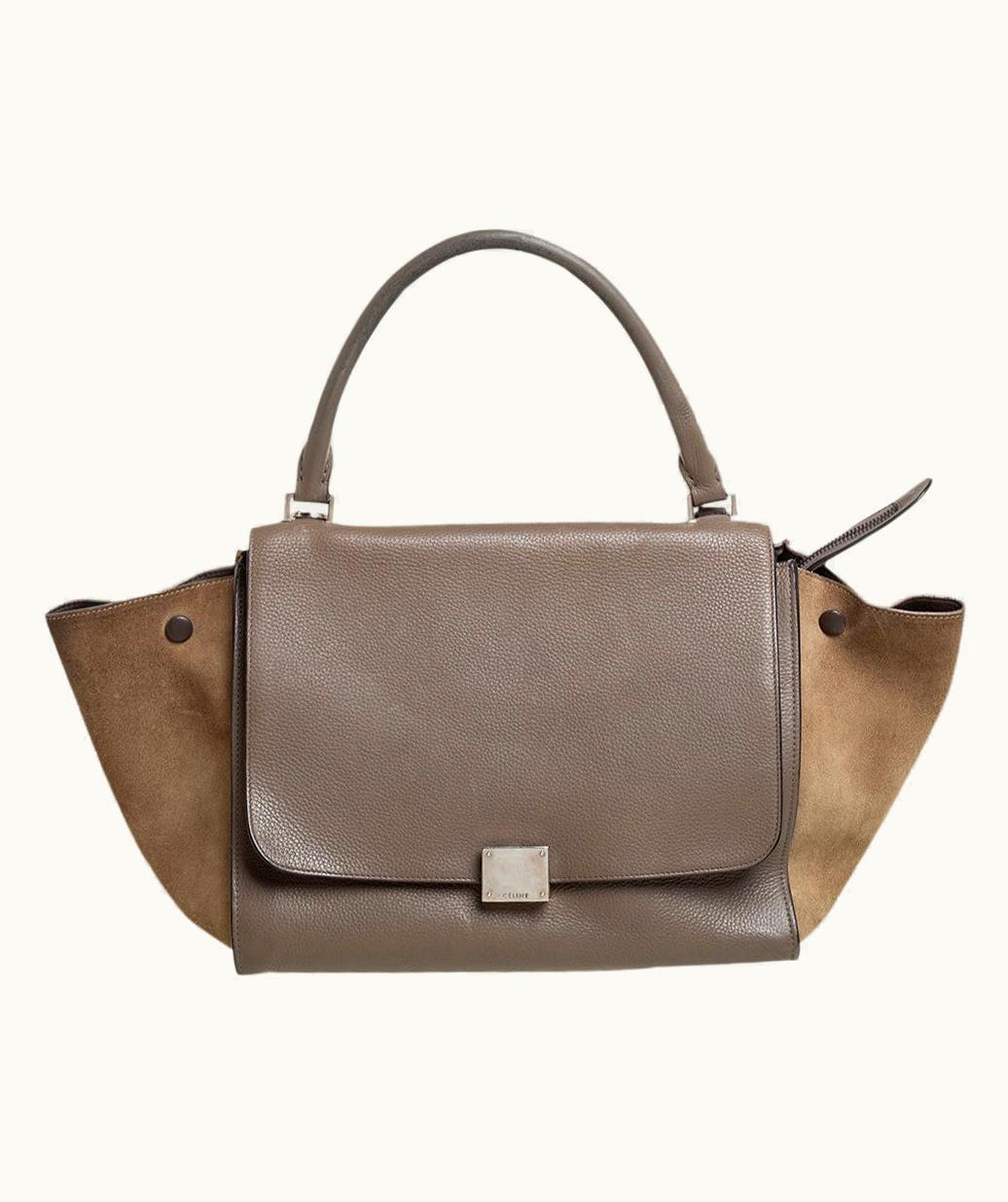 Celine Brown/Grey Leather And Suede Medium Trapeze Top Handle Bag UZ0600576