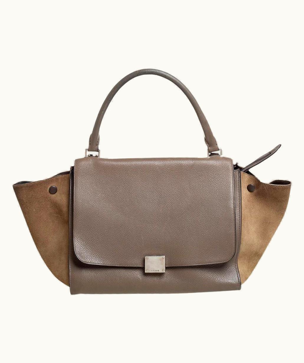 Celine Brown/Grey Leather And Suede Medium Trapeze Top Handle Bag UZ0600578