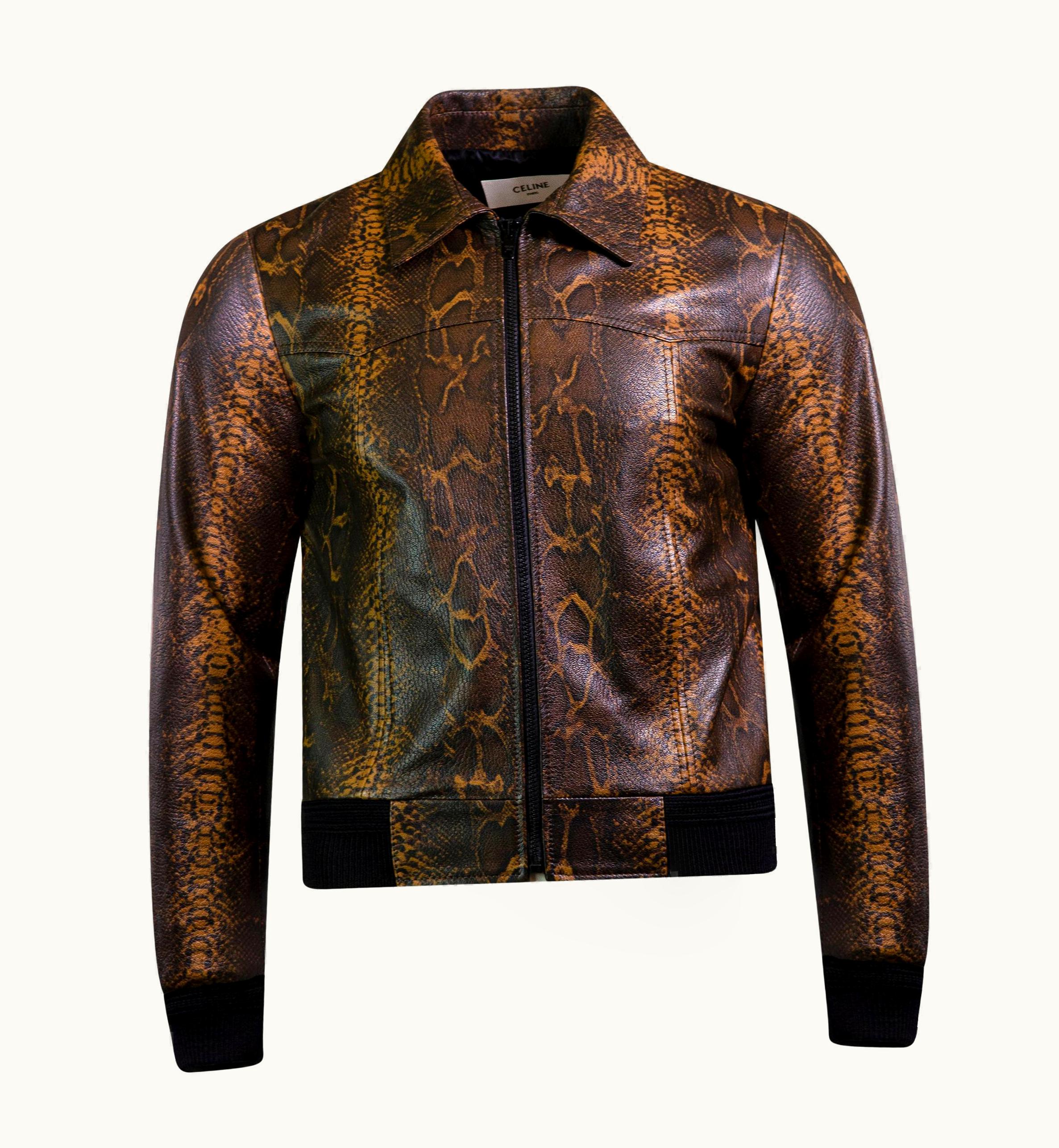 Celine By Hedi Slimane AW2019 Rare Runway Snakeskin Print Leather Jacket