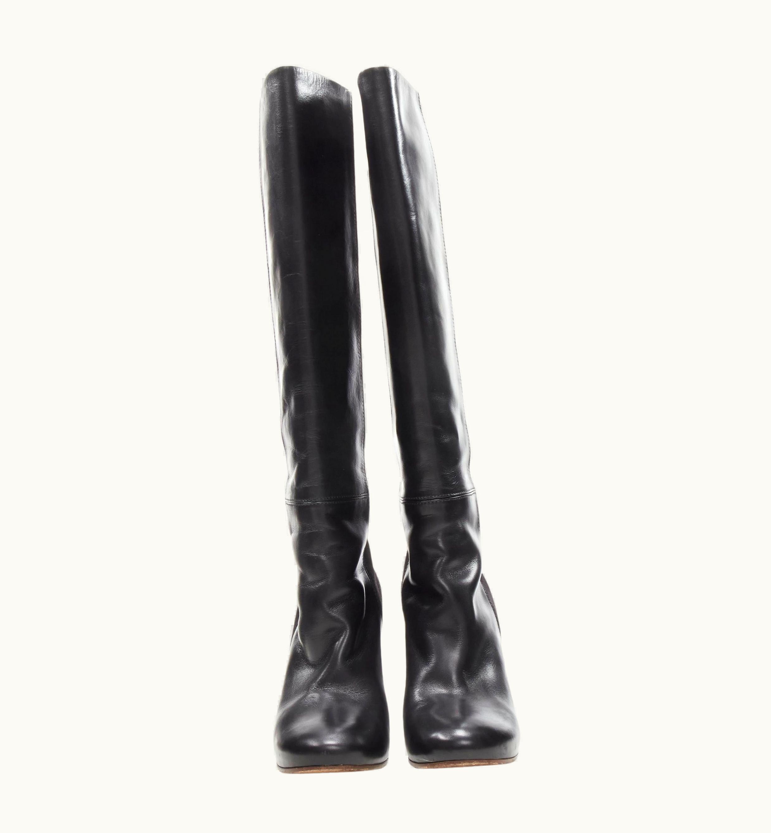 Celine Old Celine Phoebe Philo Black Leather Suede 50/50 Platform Wedge Boot