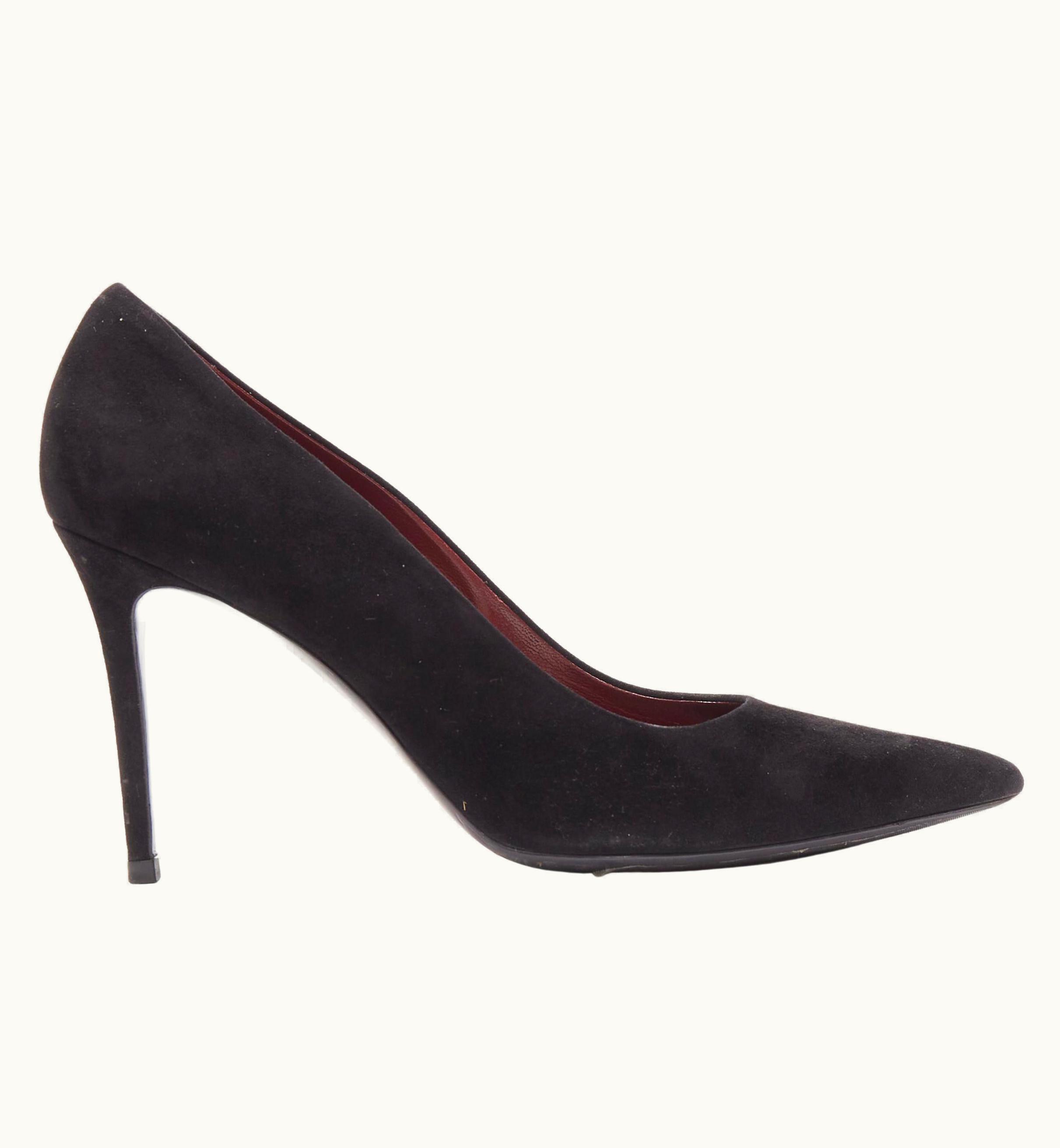 Celine Old Celine Phoebe Philo Black Suede Leather Point Tie Pigalle Stiletto Pump