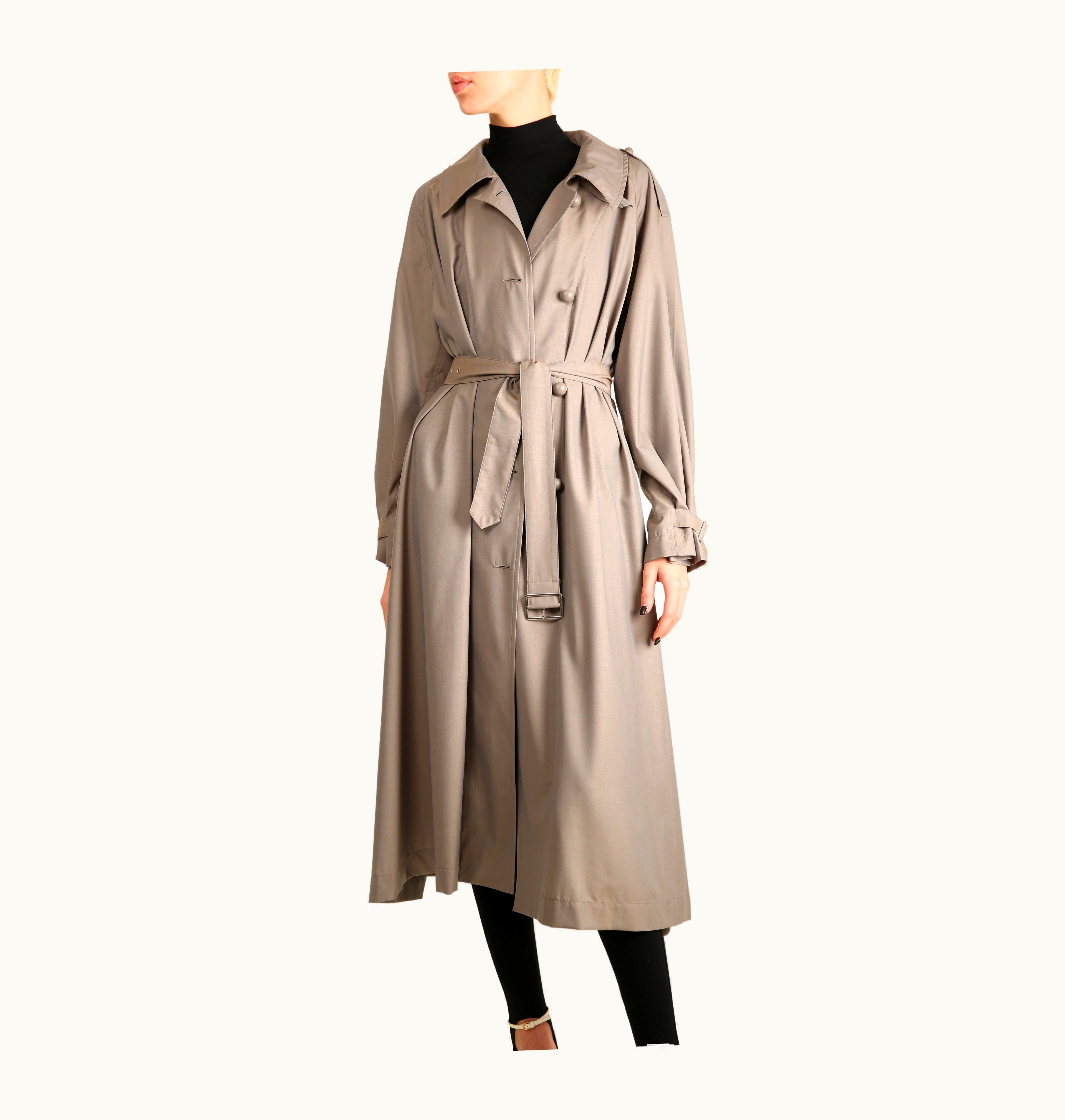 Celine Fall 2017 Grey Oversized Maxi Belted Wool Cashmere Trench Coat Fr