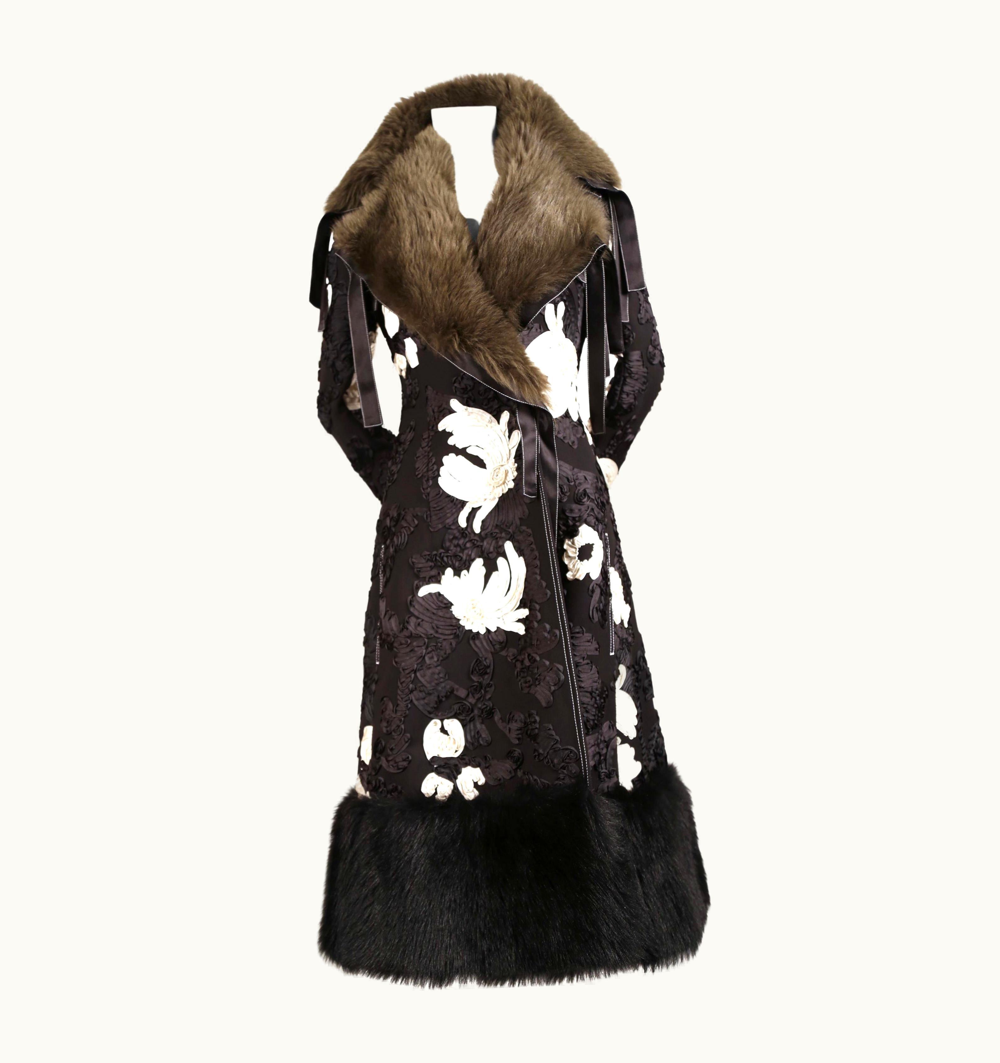 Celine 2015 Celine By Phoebe Philo Cornely Embroidered Runway Coat With Fur Trim