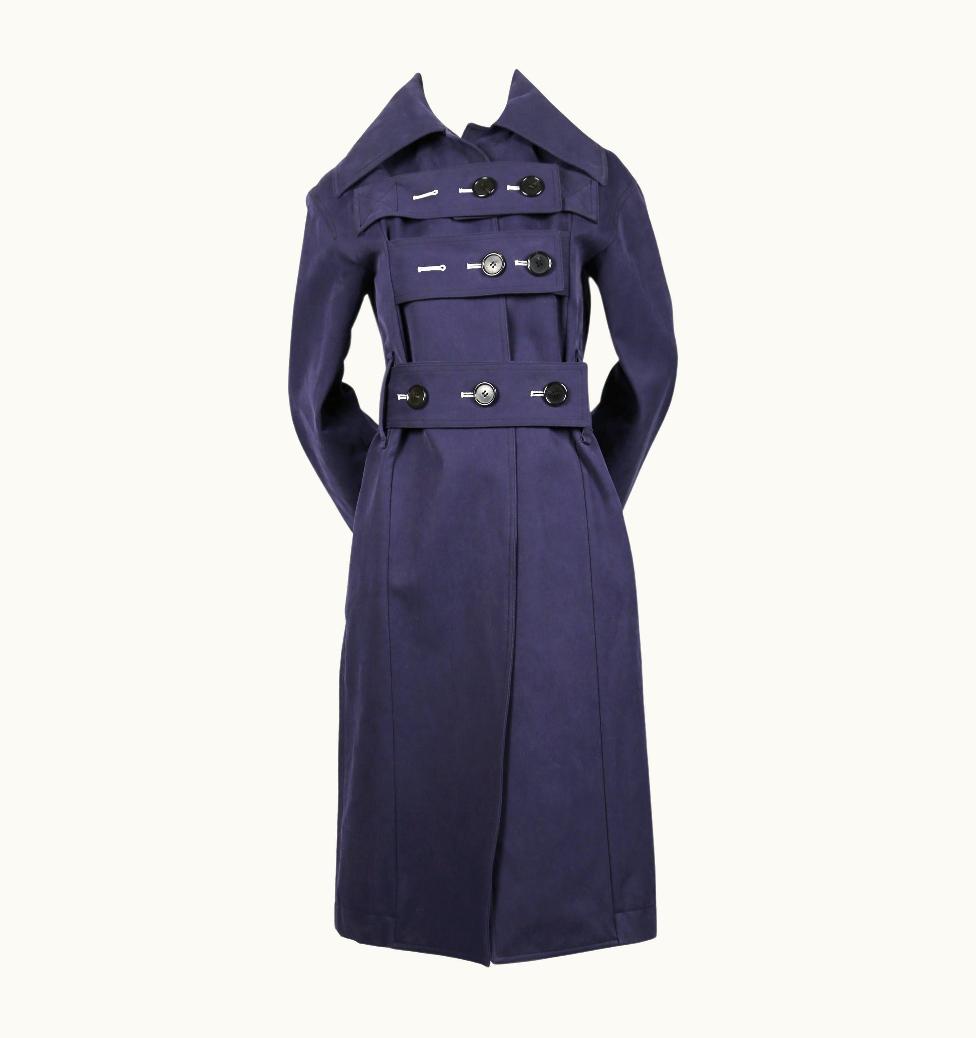Celine By Phoebe Philo Navy Blue Brushed Cotton Trench Coat