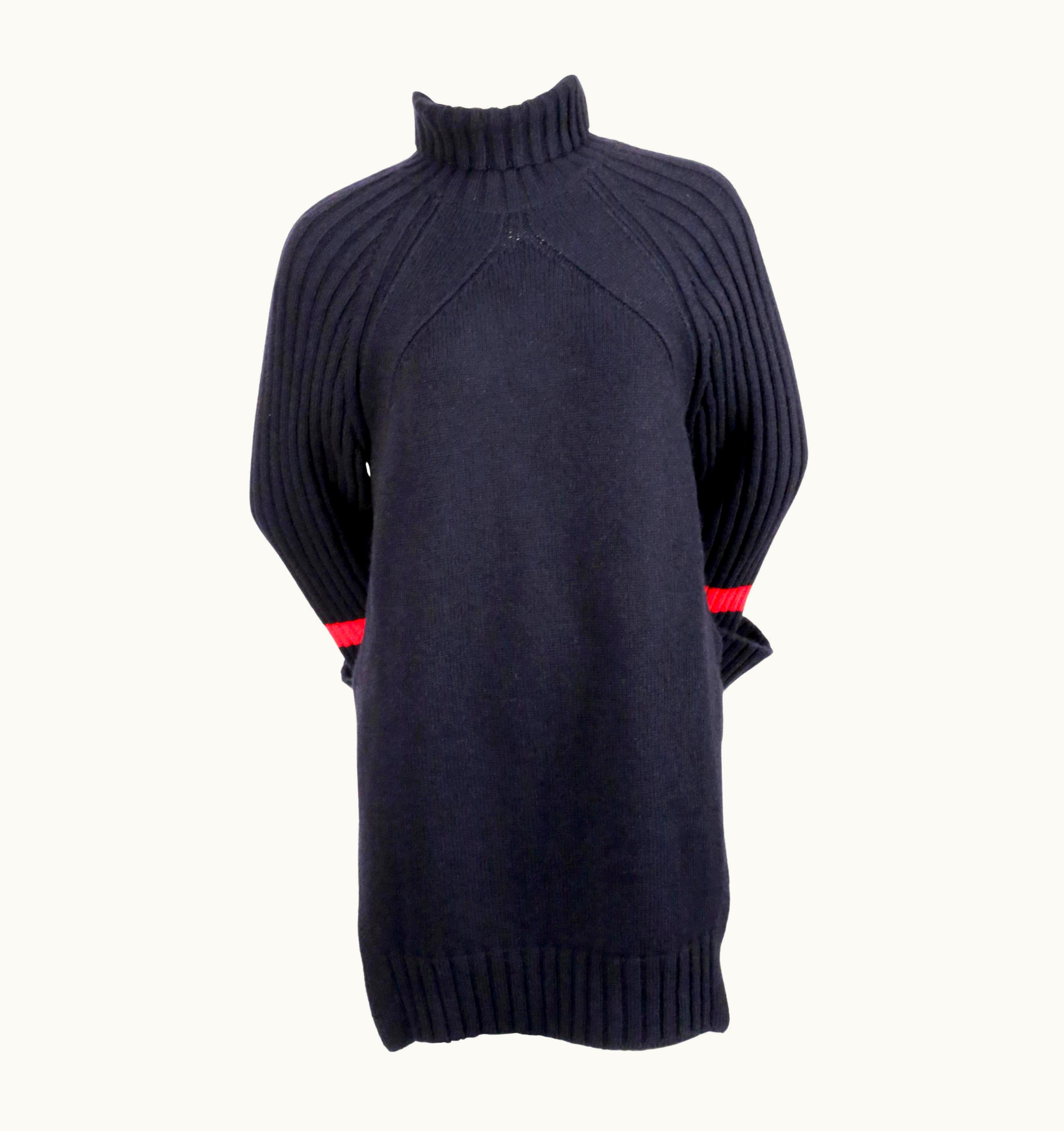 Celine By Phoebe Philo Oversized Navy Sweater With Red Stripe
