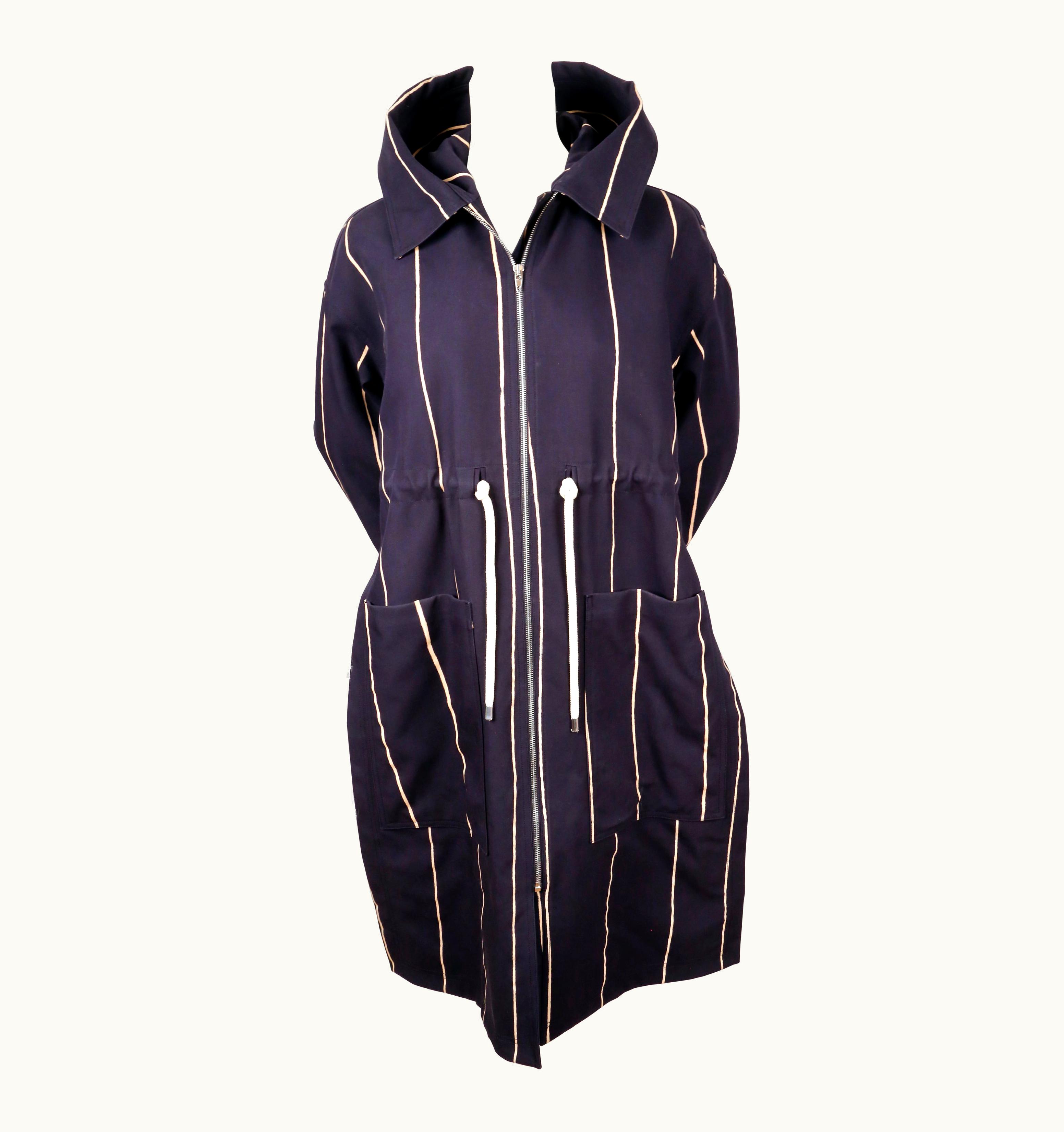 Celine By Phoebe Philo Navy Draped Coat With Hood - Resort 2016